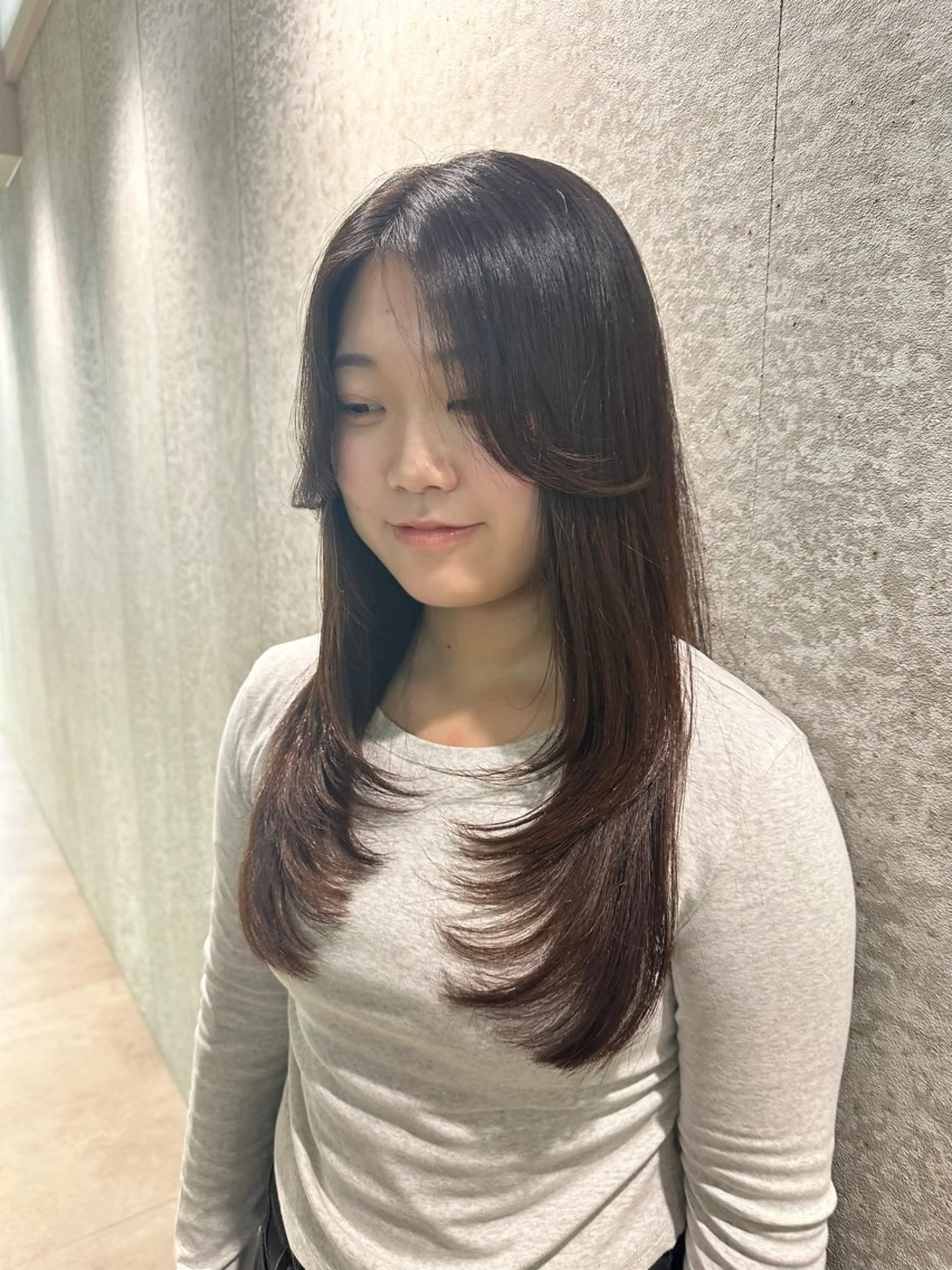 セミロング カラー ヘアアレンジ カット 縮毛矯正 トリートメント ブリーチなしW🎀 髪質改善／はのんのヘアスタイル