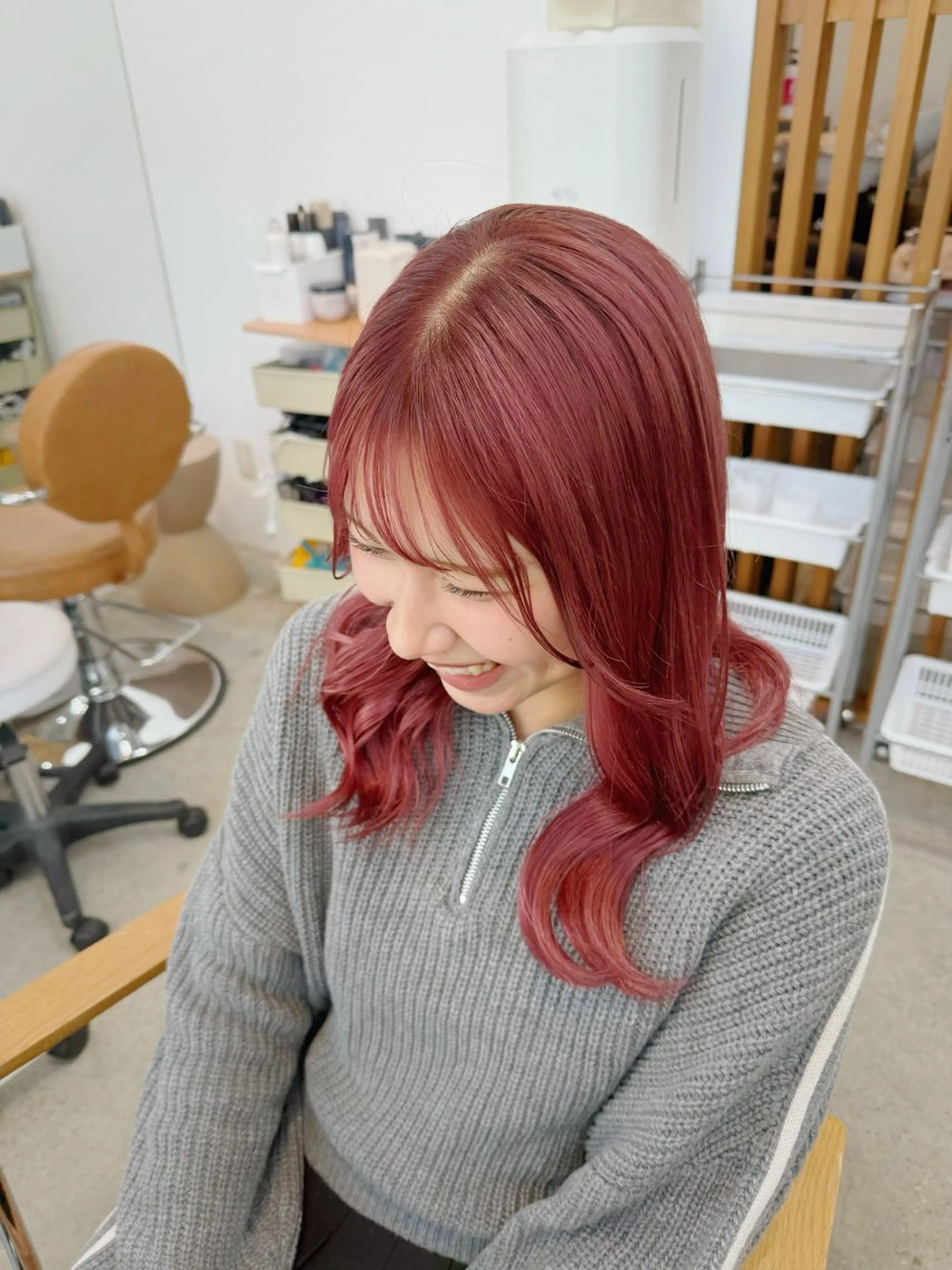ミディアム カラー ベージュカラー ブリーチ ピンクカラー ピンクベージュ ❤️アヤカ Wカラー ボブ レイヤー❤️のヘアスタイル
