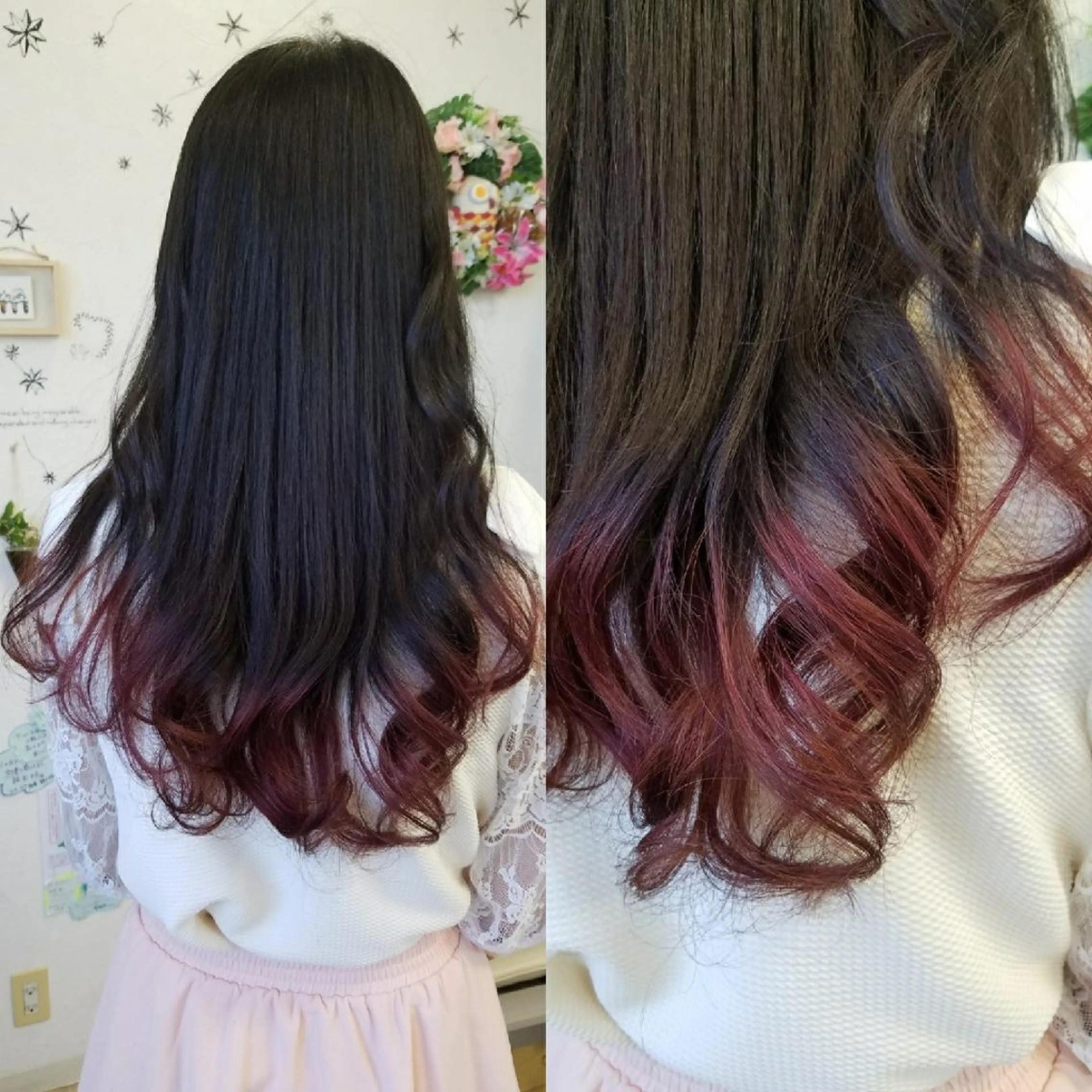 ロング カラー ブリーチ レッドカラー 片岡 賢次のヘアスタイル