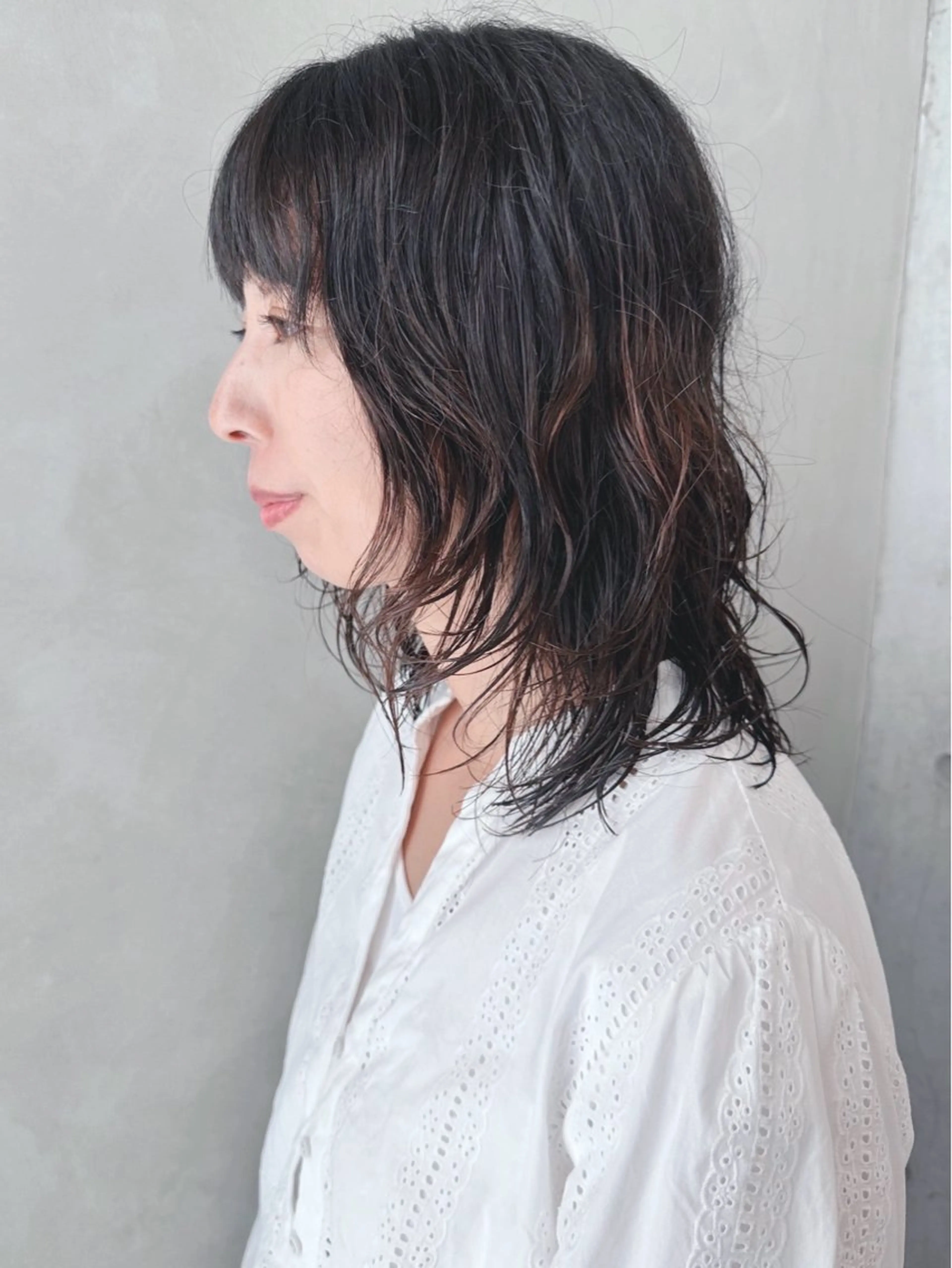 ミディアム パーマ カット パーマ 小顔ボブ/お悩み解決 /ボブパーマ/とういのヘアスタイル