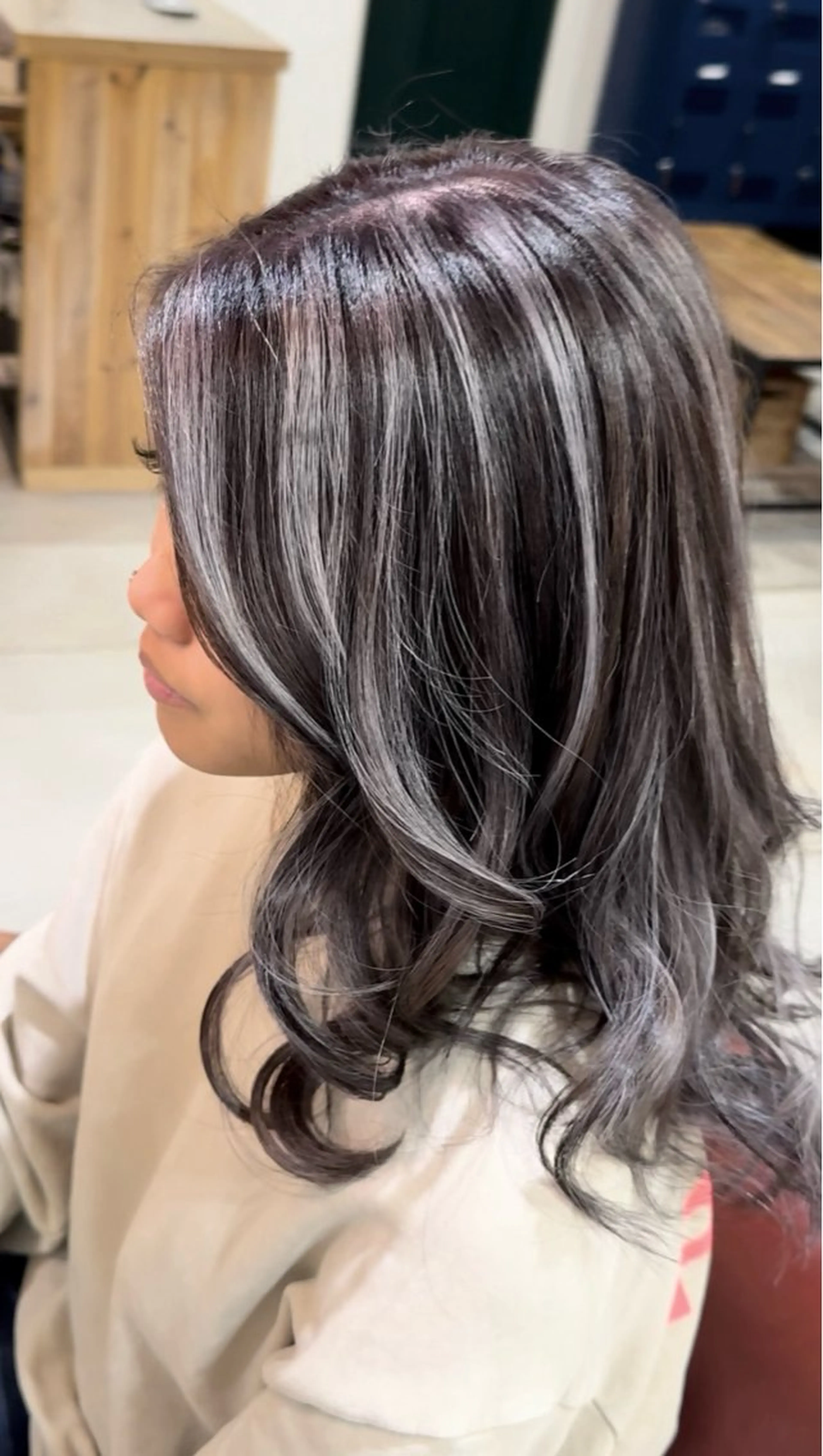 セミロング カラー カット ヘアカラー トリートメント ヘアセット 吉田裕太/ハイライト ダブルカラーのヘアスタイル