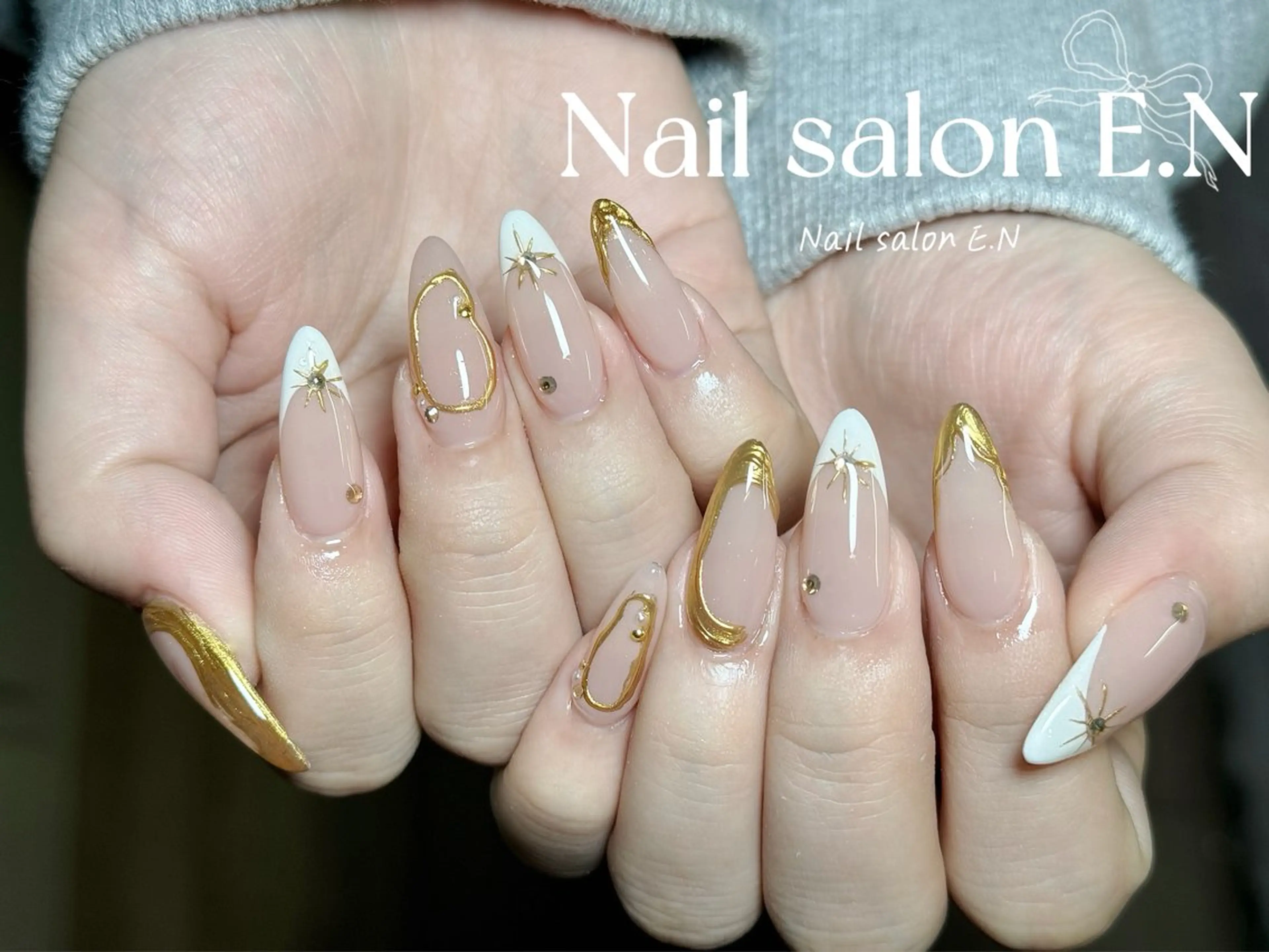 ネイル アートネイル オーロラネイル ブラウン クリアネイル フレンチネイル ハンドネイル E.N🦋 長さ出し/持ち込みのネイルデザイン