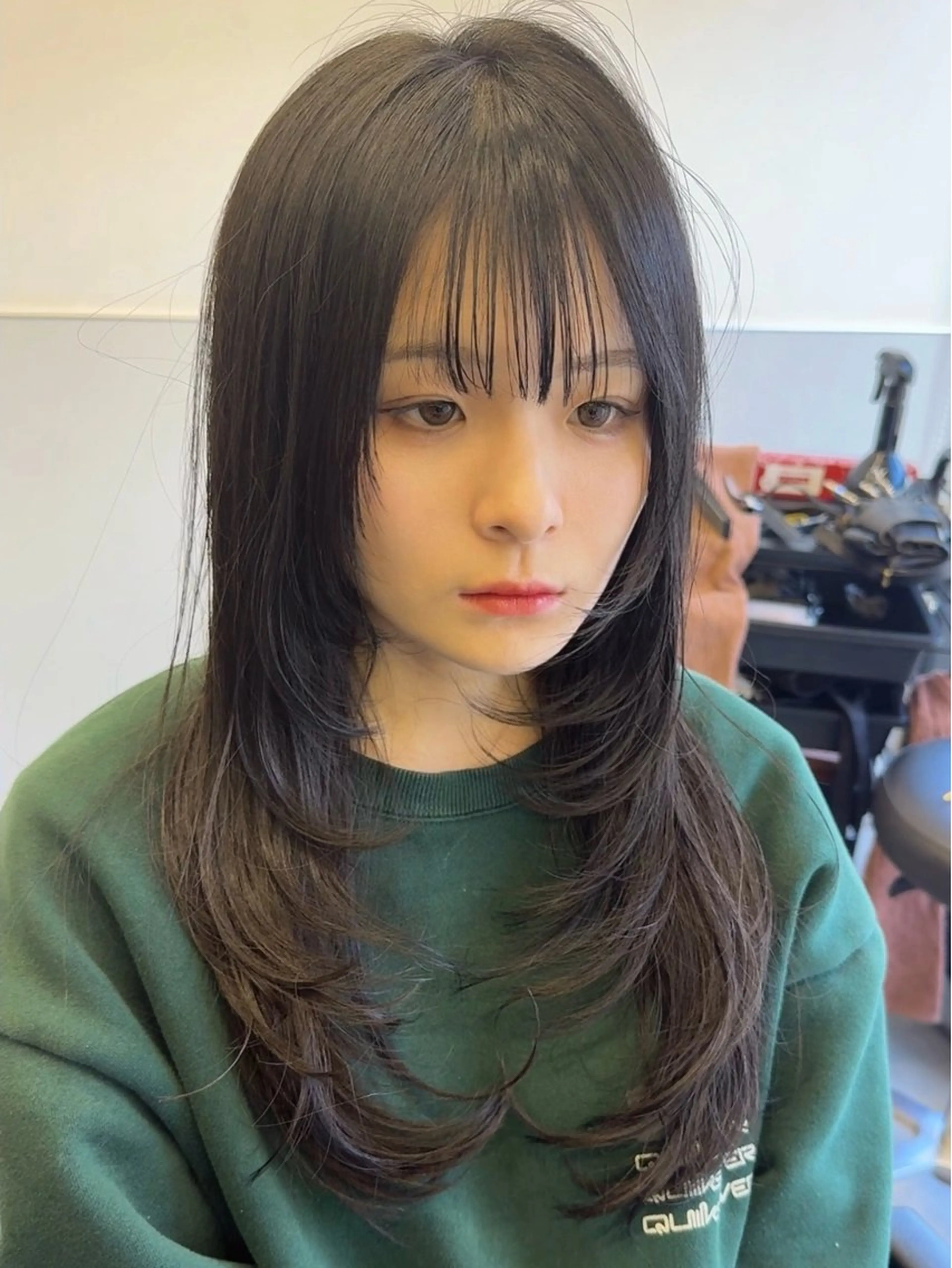 ロング レイヤーカット カット ヘアカラー トリートメント 韓国ヘア🇰🇷 スズキのヘアスタイル