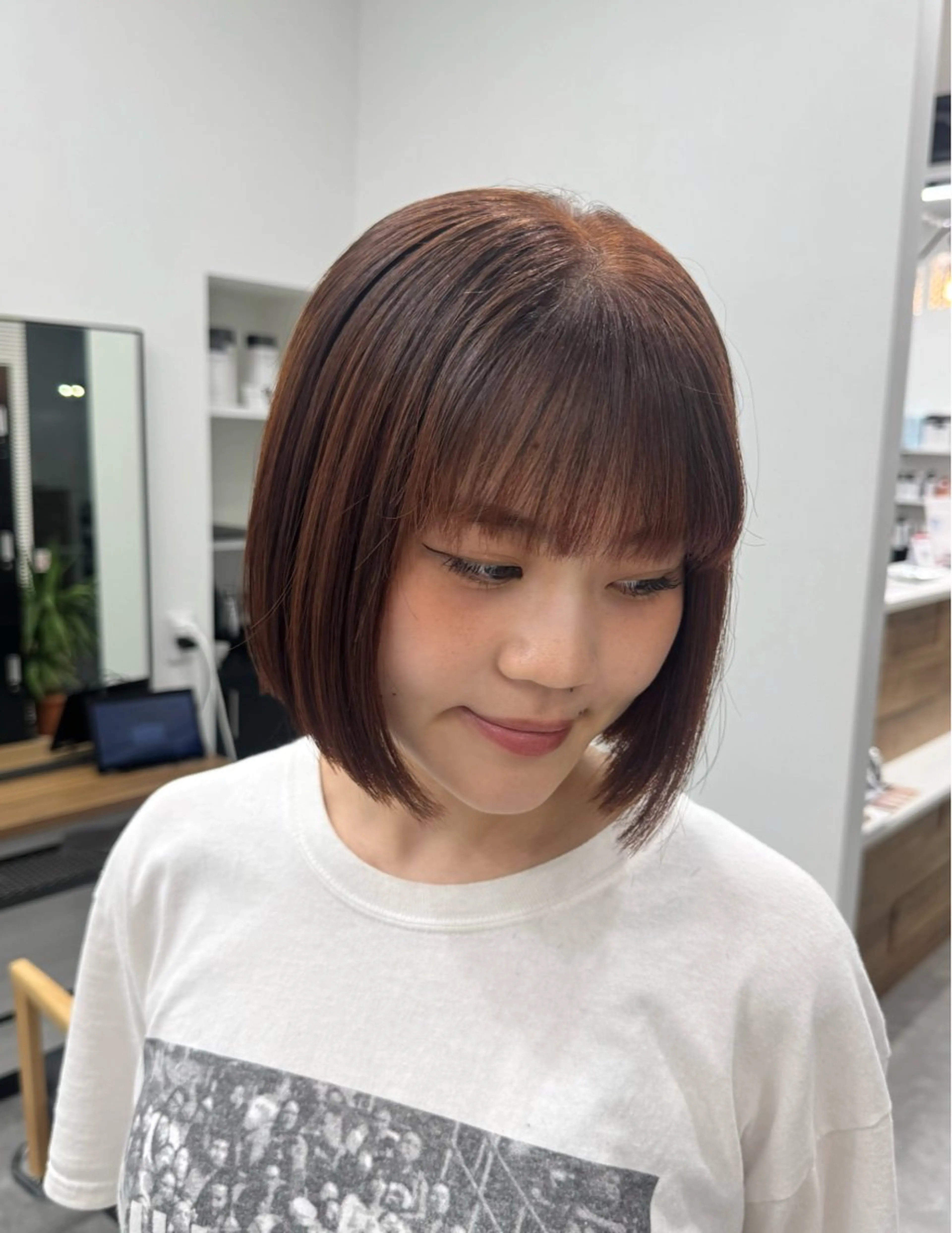 ショート カラー カット ヘアカラー トリートメント 𝘀𝗮𝗲 ⑅*/ 艶髪/ショートボブのヘアスタイル