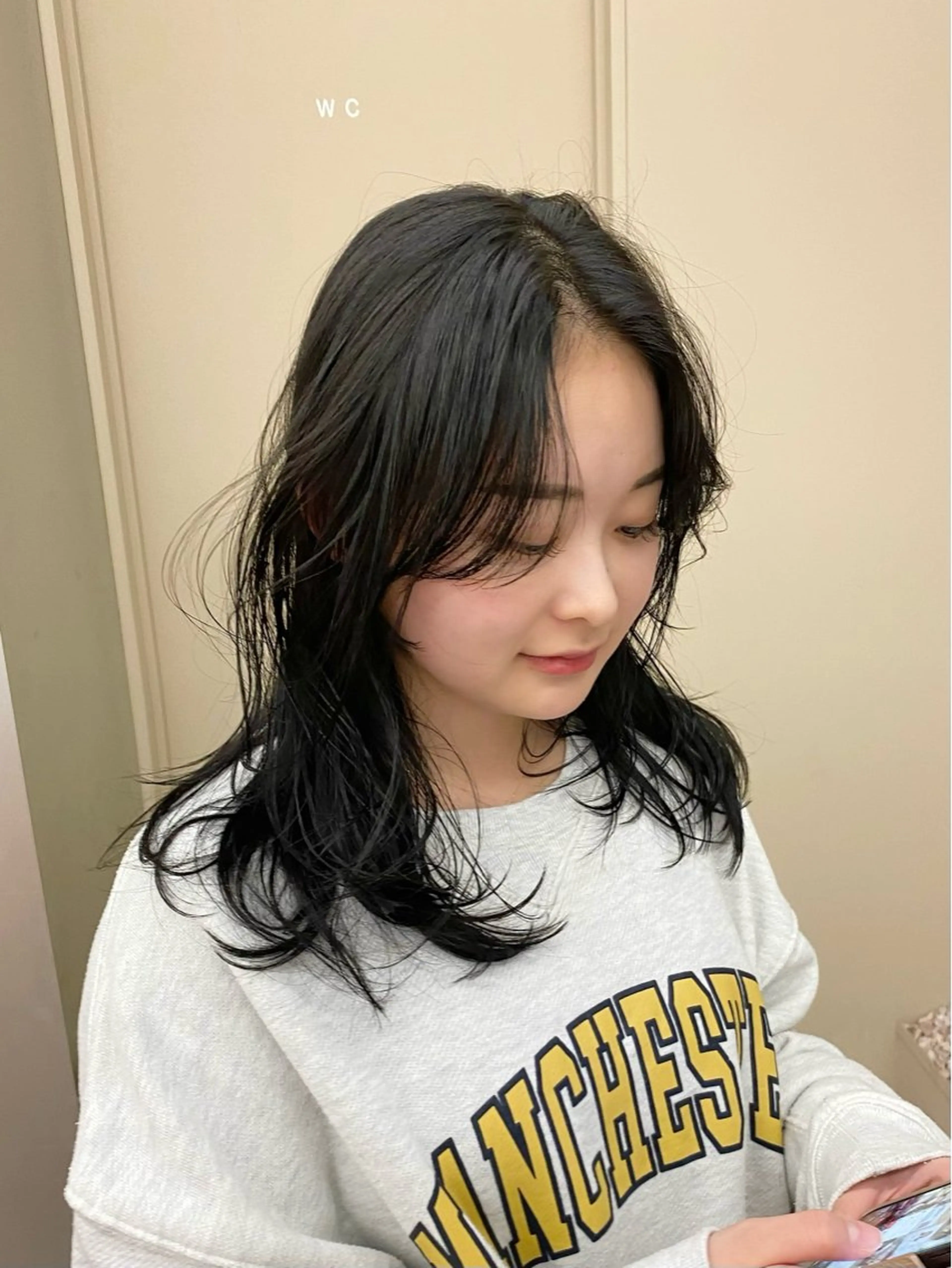 セミロング 顔まわりレイヤー レイヤーカット 伊藤朱音/栄/ レイヤーカットのヘアスタイル