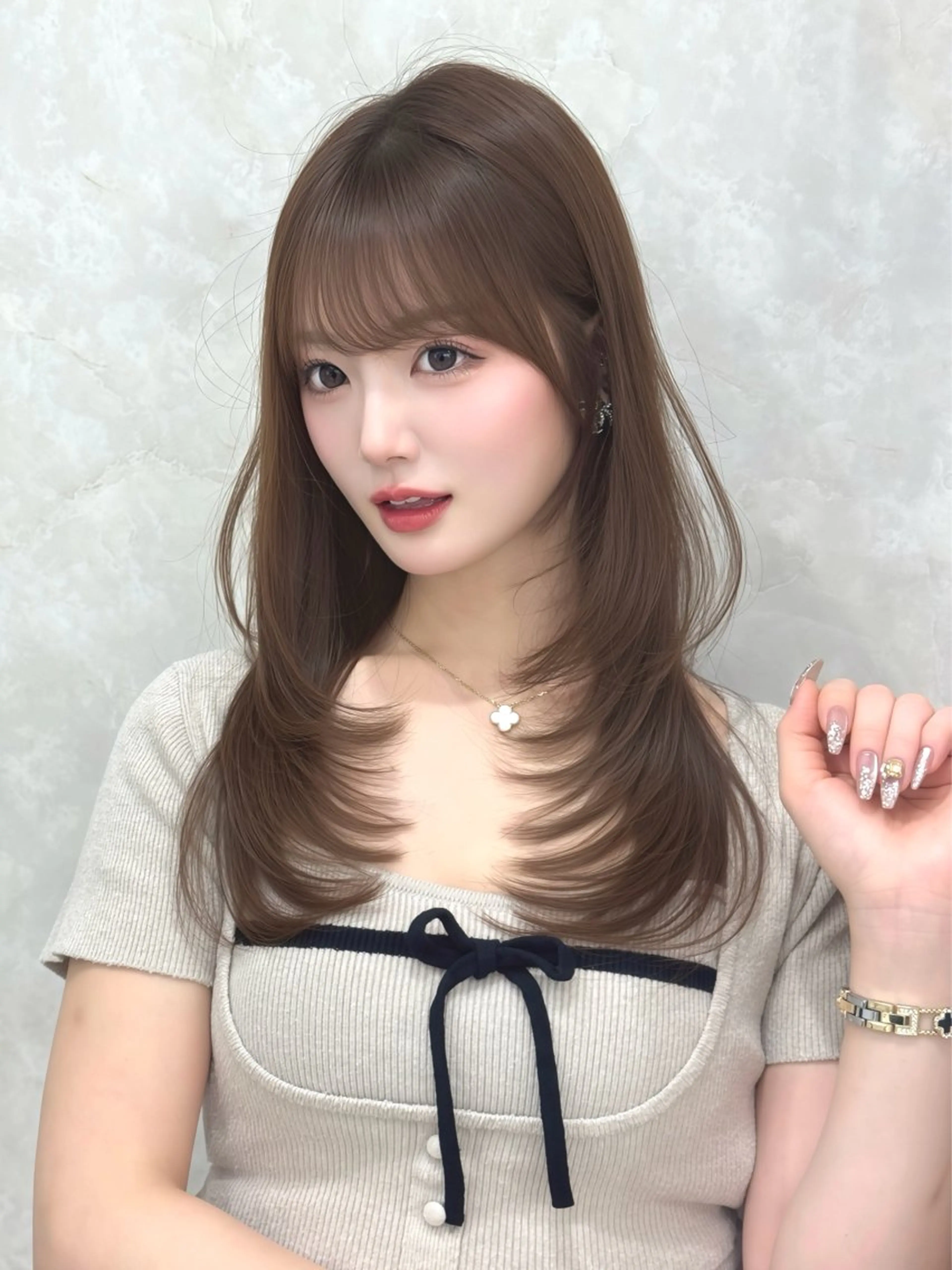 ミディアム カット ヘアカラー 似合わせ/レイヤー /顔まわり/池田歩樹のヘアスタイル