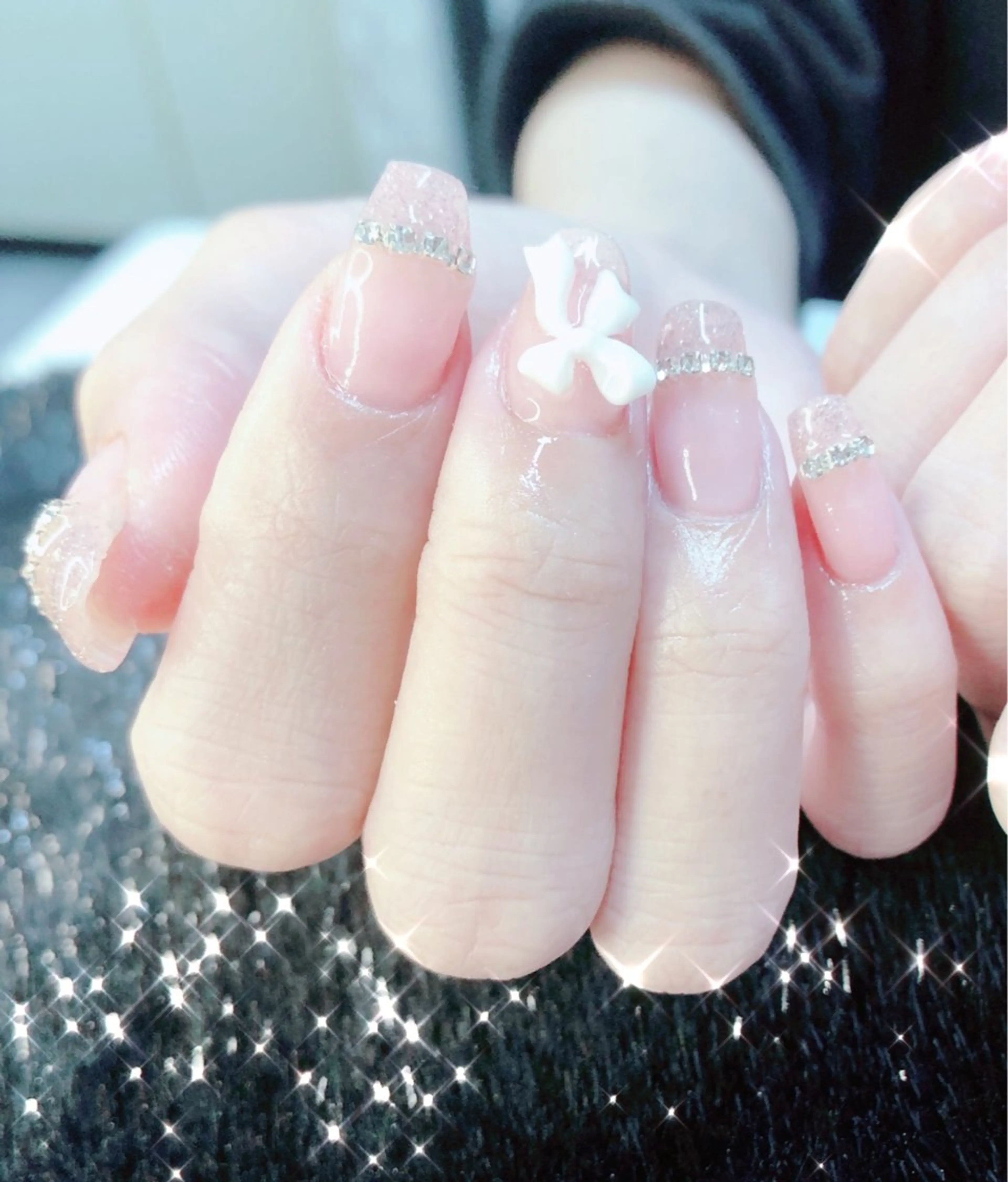 ネイル フレンチネイル ガラスフレンチ ハート 韓国ネイル ピンク 大門浜松町 ネイルのネイルデザイン