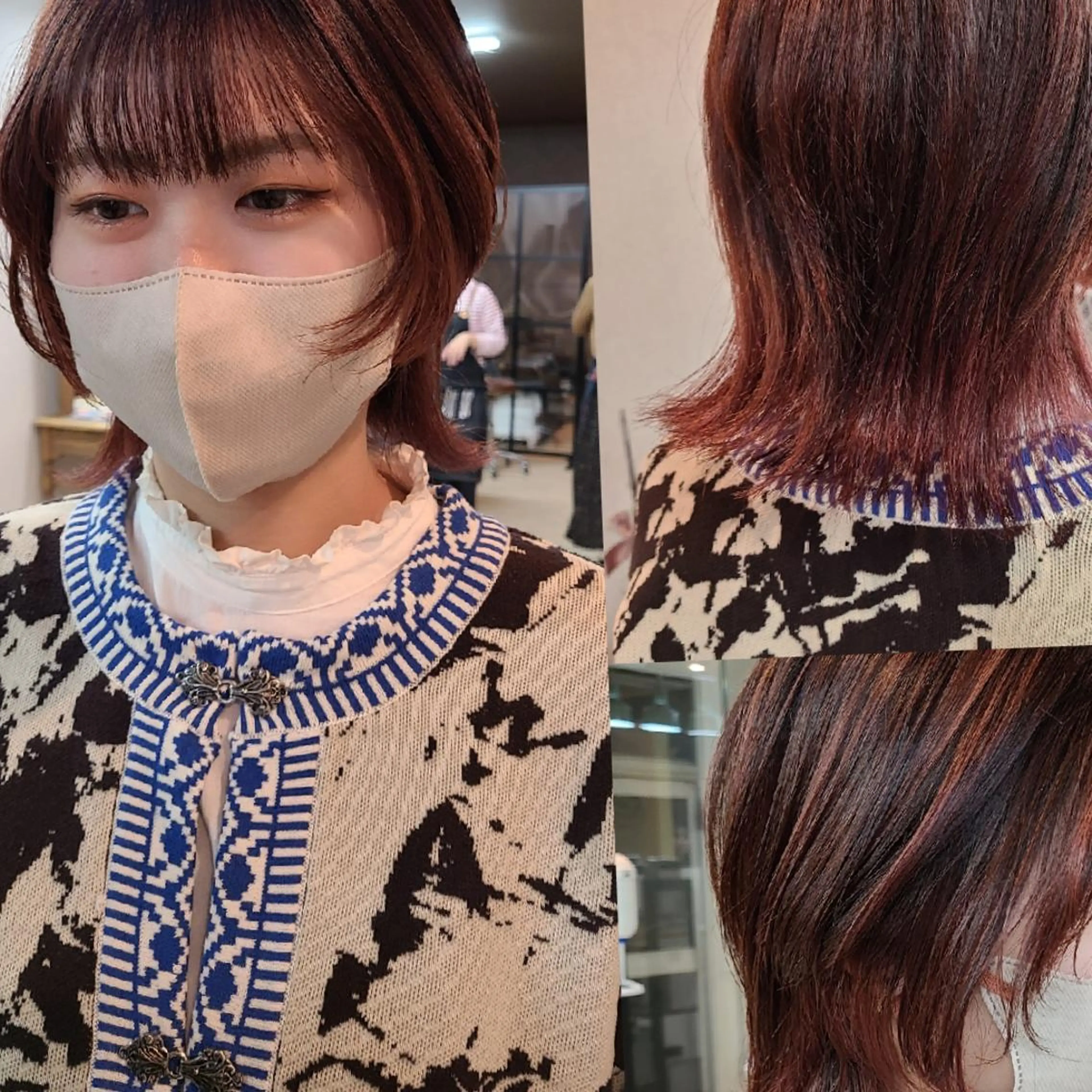 カラー ミディアム 似合わせカット ウルフカット 西田 理沙のヘアスタイル