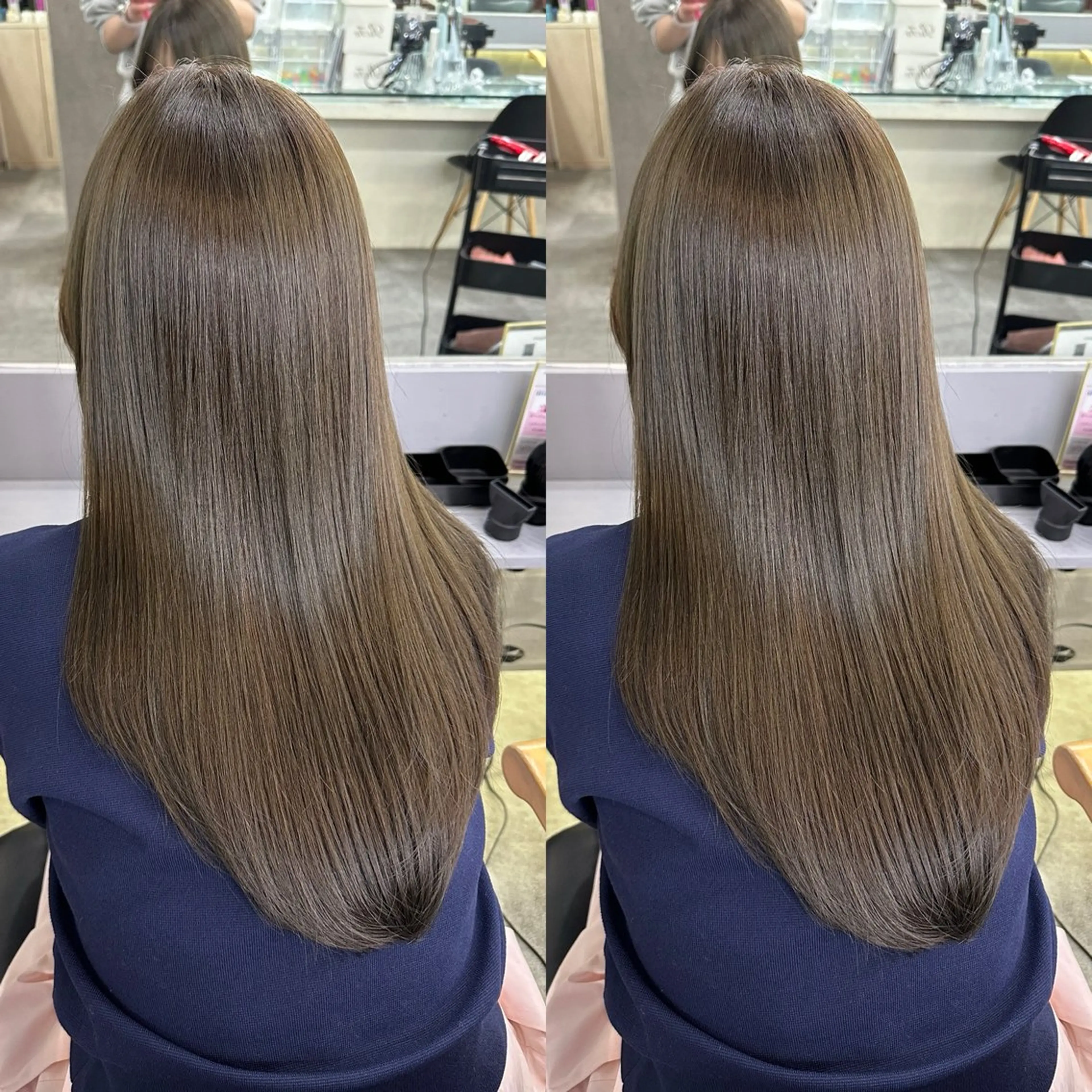 ロング カラー オリーブカラー 髪質改善 縮毛矯正 トリートメント 酸性ストレート ヘアカラー トリートメント 髪質改善🩵縮毛矯正 代々木/木下のヘアスタイル