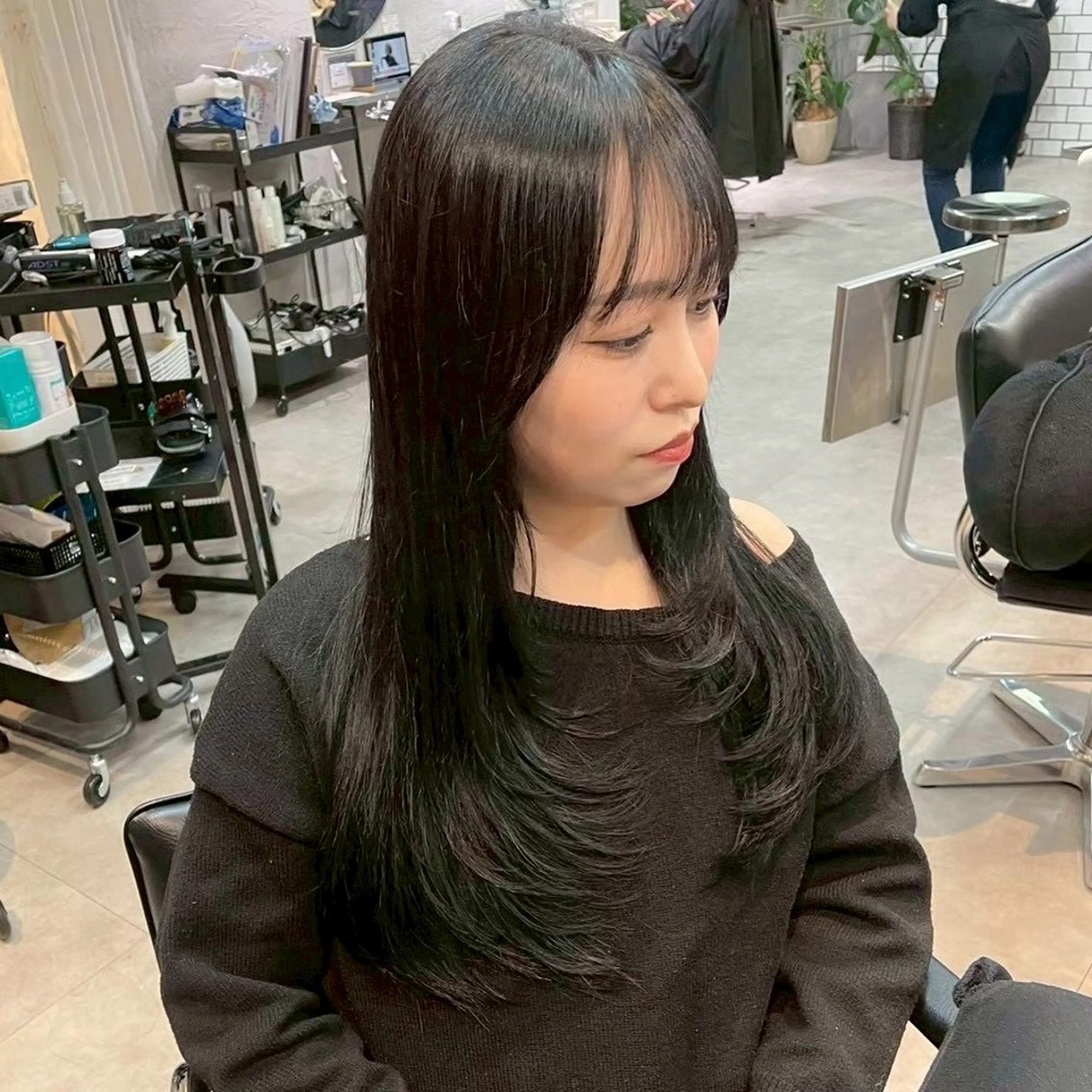 ロング カット 縮毛矯正 こうき/前髪割れ癖 改善/カット/カラーのヘアスタイル