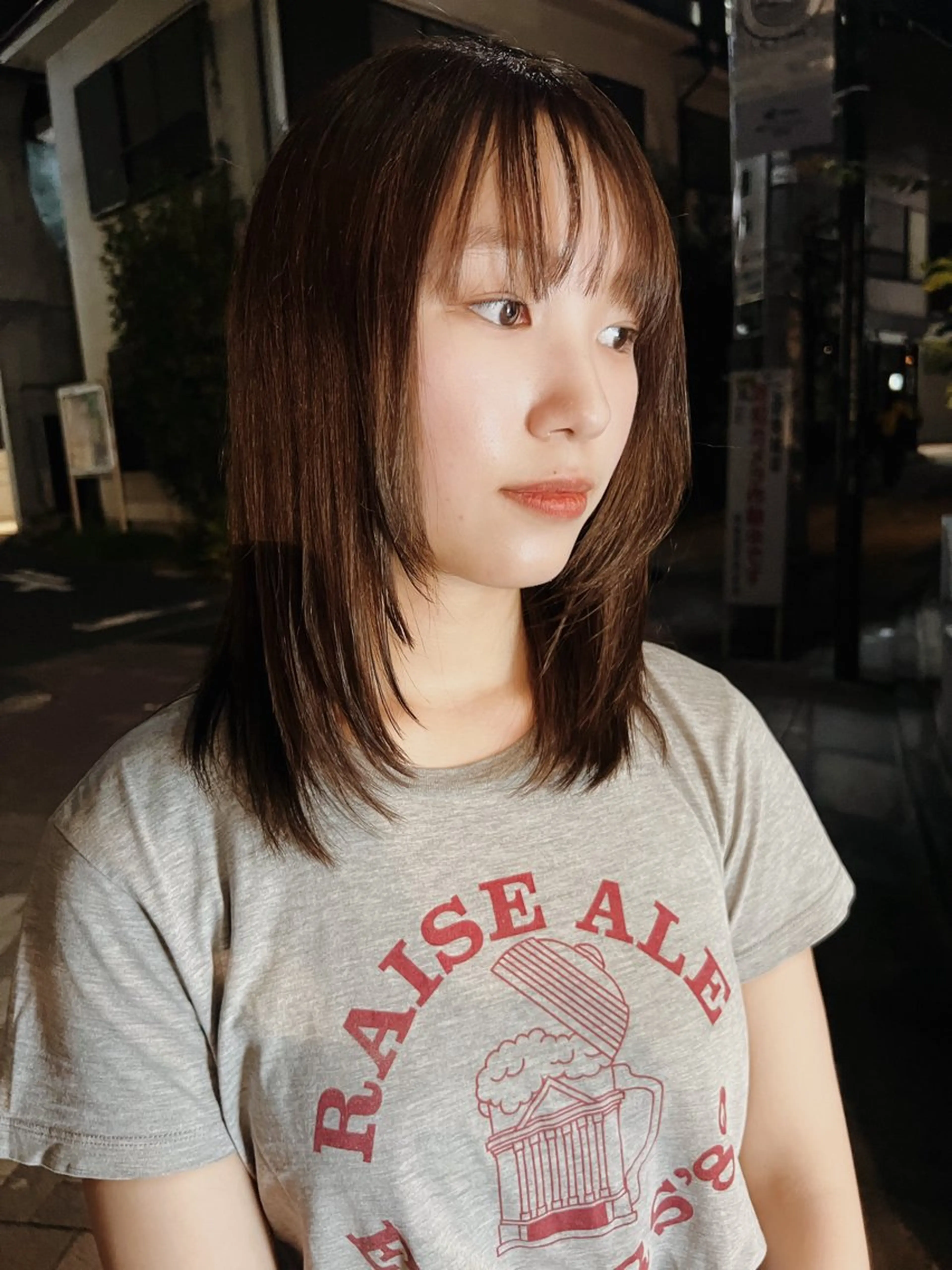 セミロング カラー パーマ ヘアアレンジ くびれヘア 顔まわりレイヤー 韓国風ヘア くびれレイヤー レイヤーカット ショートヘア原宿 fifth コシのヘアスタイル