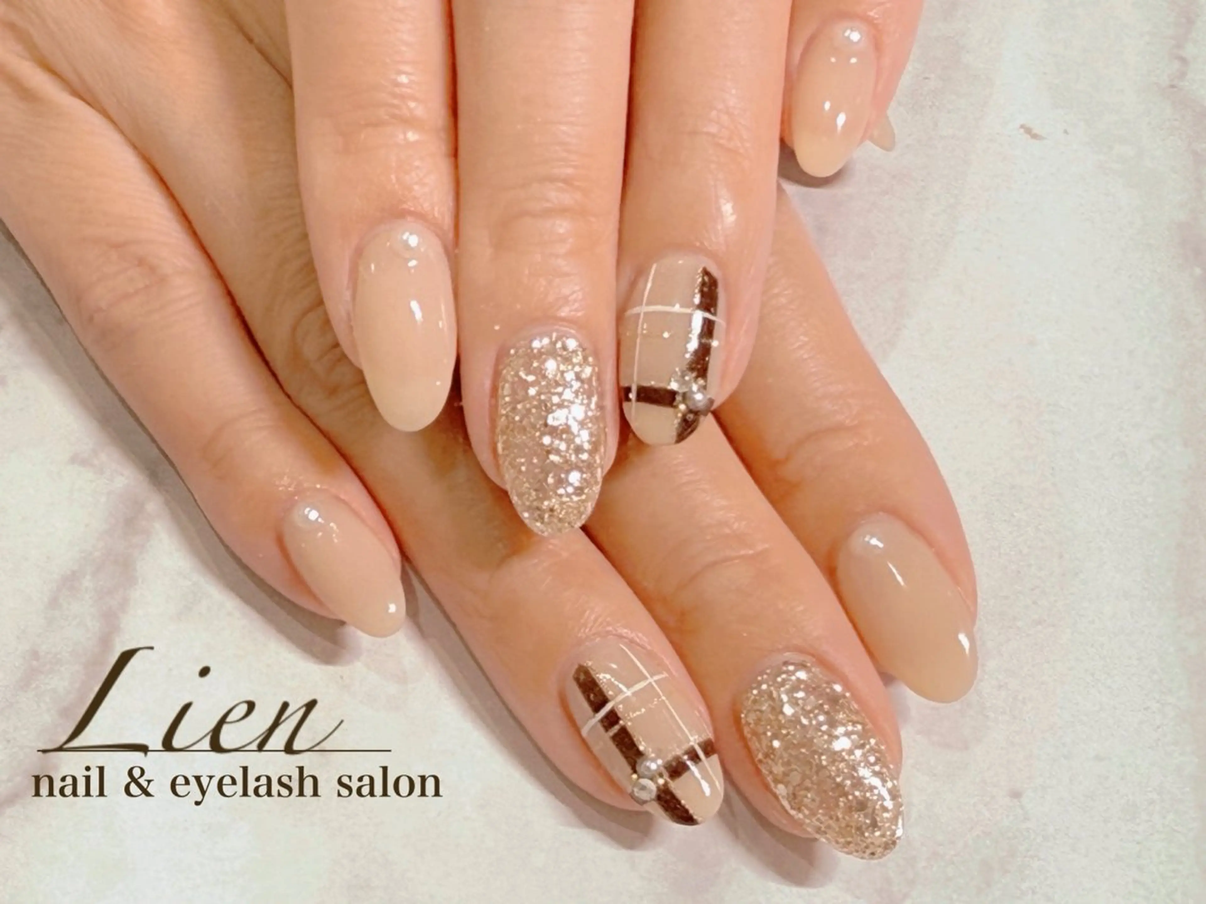 ネイル 長さ出し フットネイル フレンチネイル ジェルネイル ガラスフレンチ ハンドネイル Lien（リアン） 銀座駅6分のネイルデザイン
