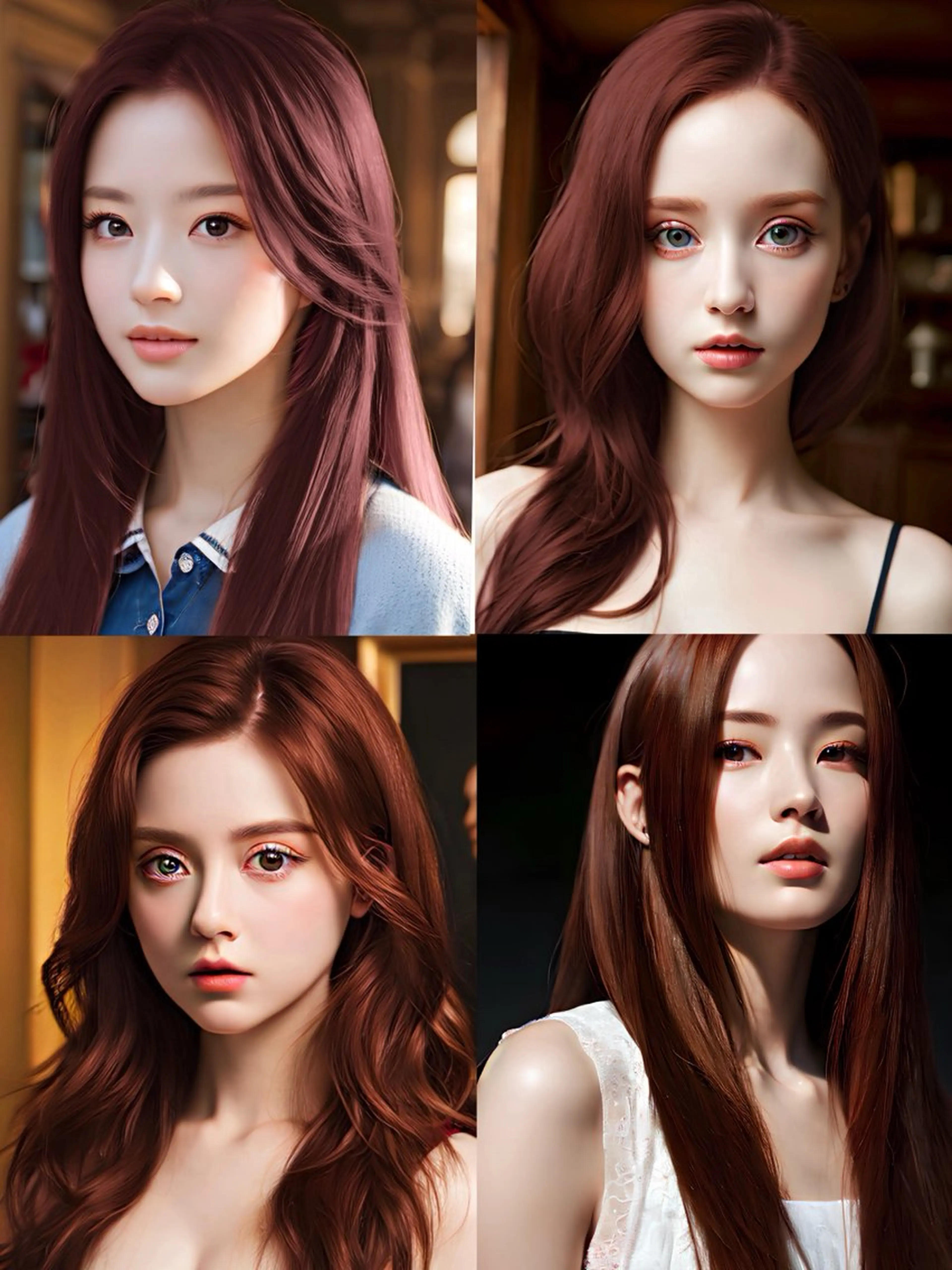 セミロング カラー ヘアアレンジ ブリーチ ボルドーカラー ブラウンカラー カシス ダブルカラー ヘアカラー トリートメント 🎈ブリーチなし暖色 カラー/レッド/ゆいのヘアスタイル