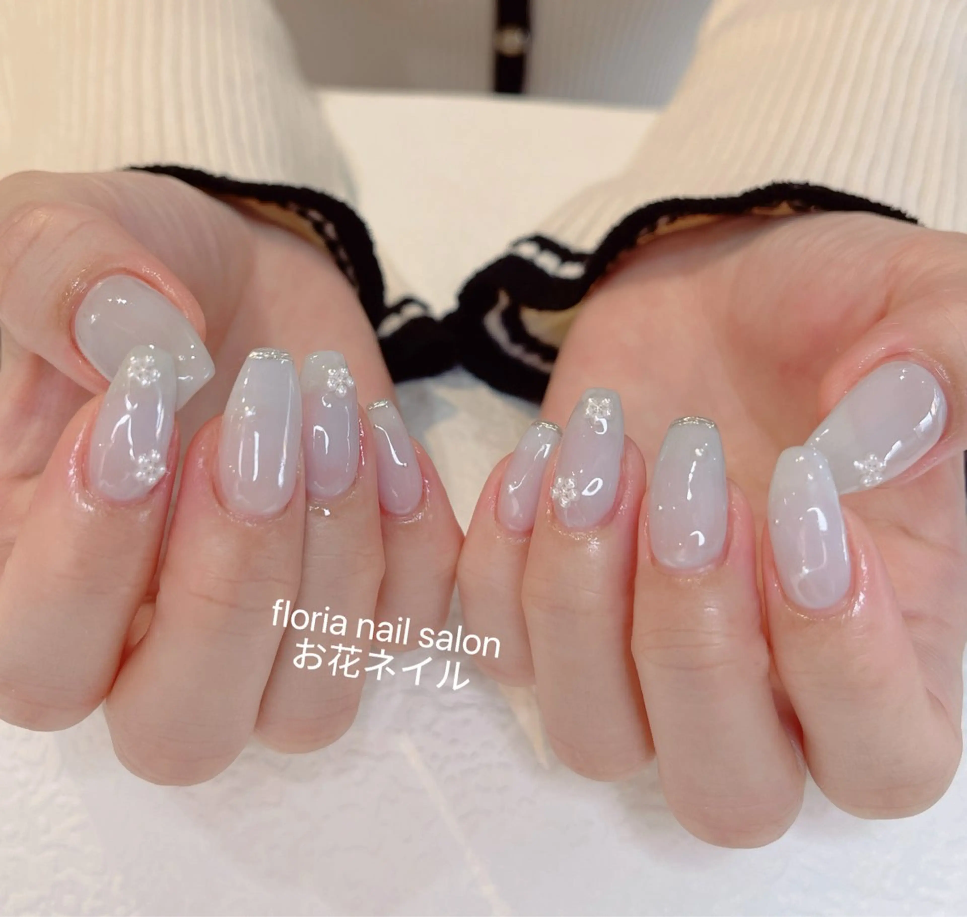 ネイル アートネイル チークネイル フラッシュネイル フレンチネイル ガラスフレンチ ハンドネイル Floria ユイのネイルデザイン