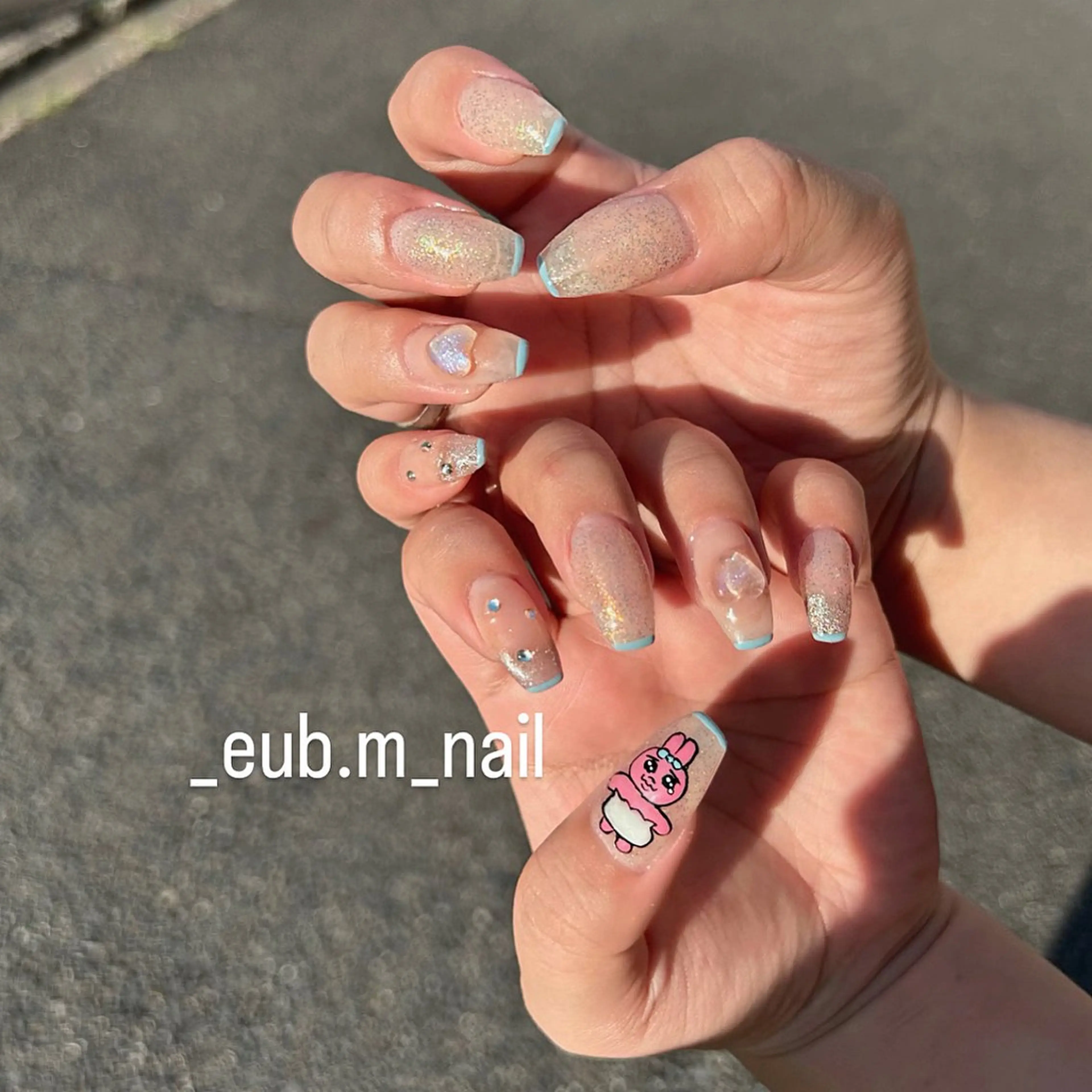 ネイル アートネイル オーロラネイル フレンチネイル キラキラネイル ラメ(グリッター) 深夜ネイルサロン eub.m_nailのネイルデザイン