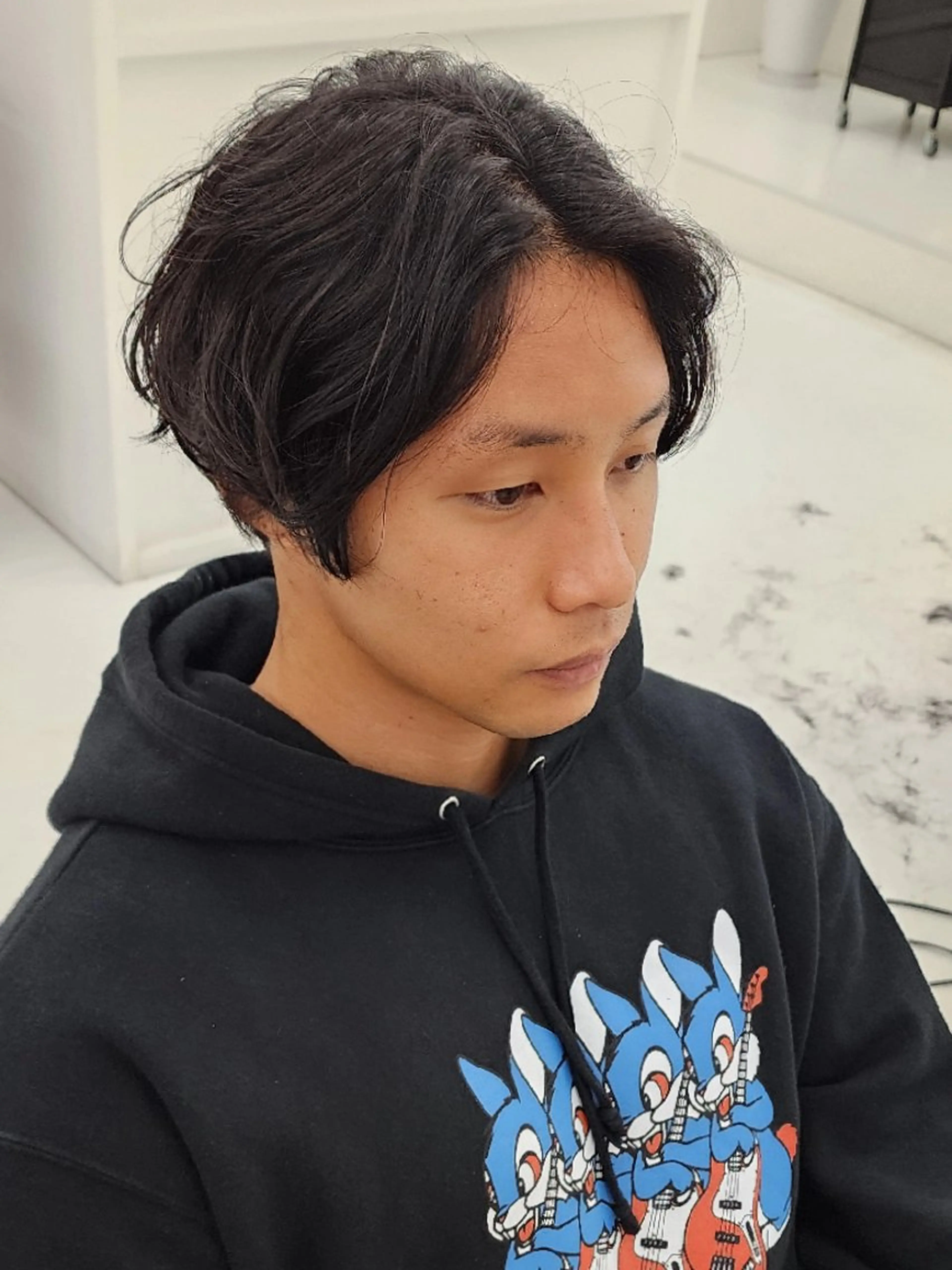 ミディアム メンズ カラー パーマ 長谷川 敏輝のヘアスタイル
