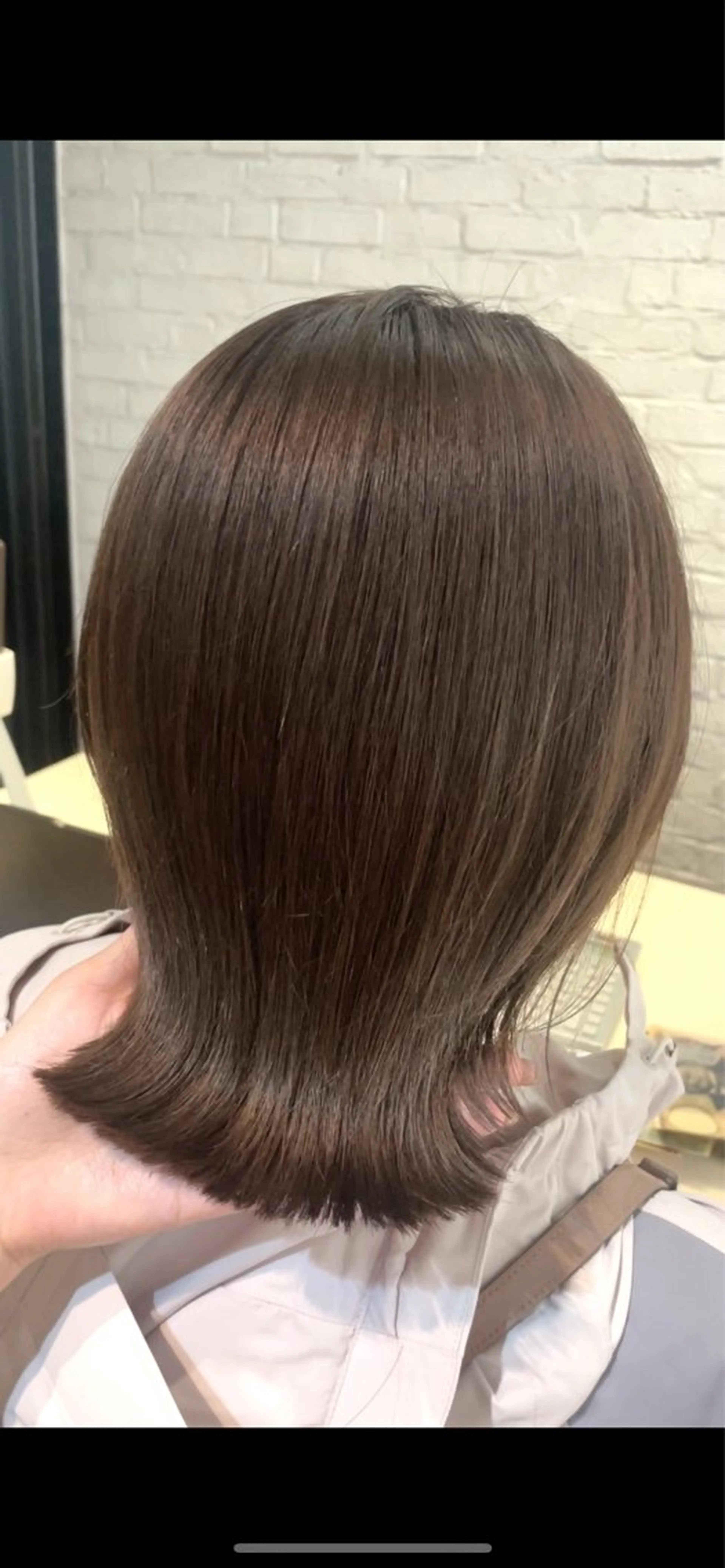 ミディアム カラー グレージュ オリーブカラー オリーブグレージュ オリーブグレー ボブ カット ヘアカラー トリートメント ご新規様限定 透明感カラーKANAのヘアスタイル