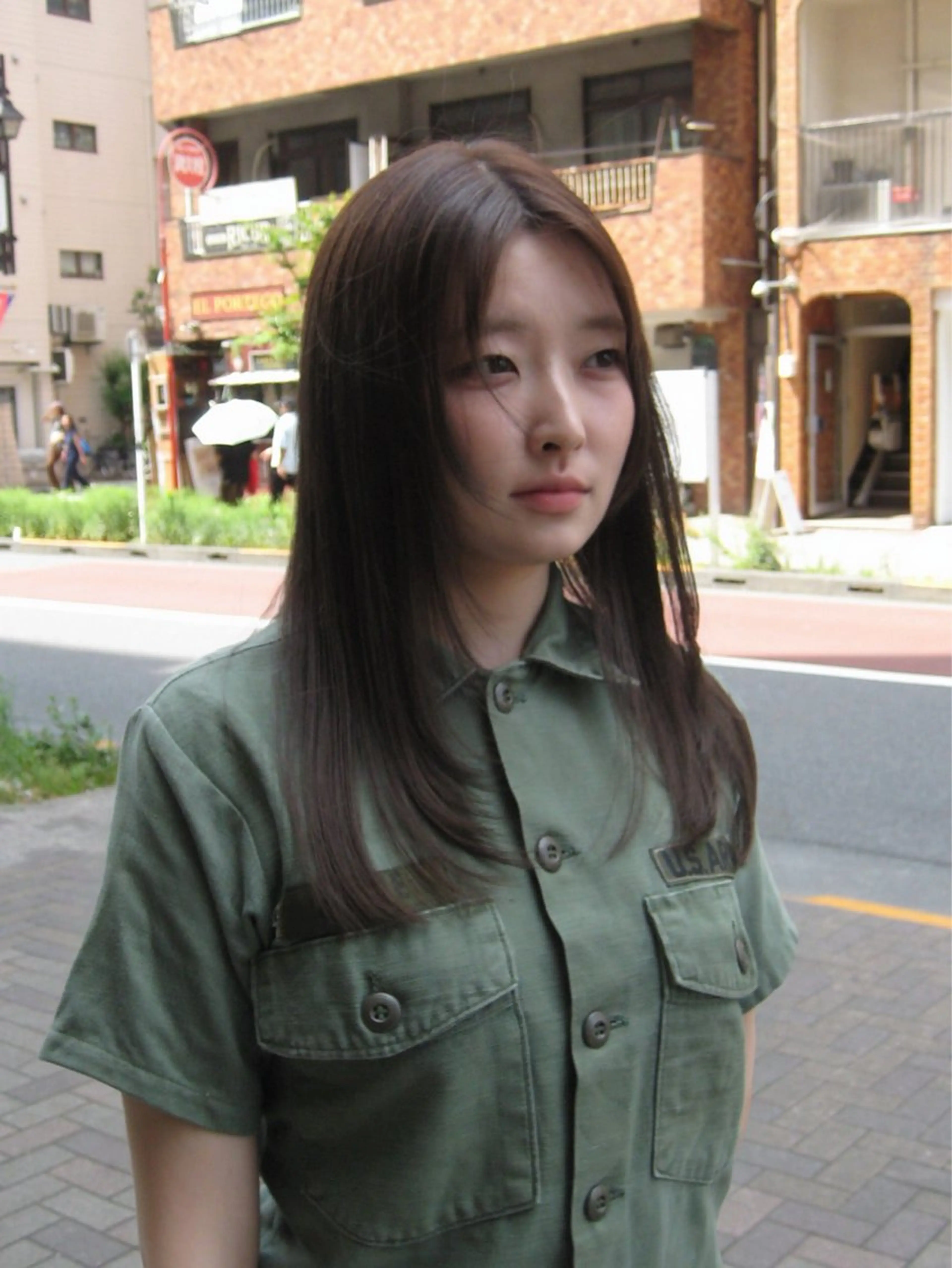 ロング カラー ベージュカラー オリーブベージュ 伸ばしかけ レイヤーカット カット ヘアカラー トリートメント 艶カラー/レイヤー /atsumi🪷のヘアスタイル