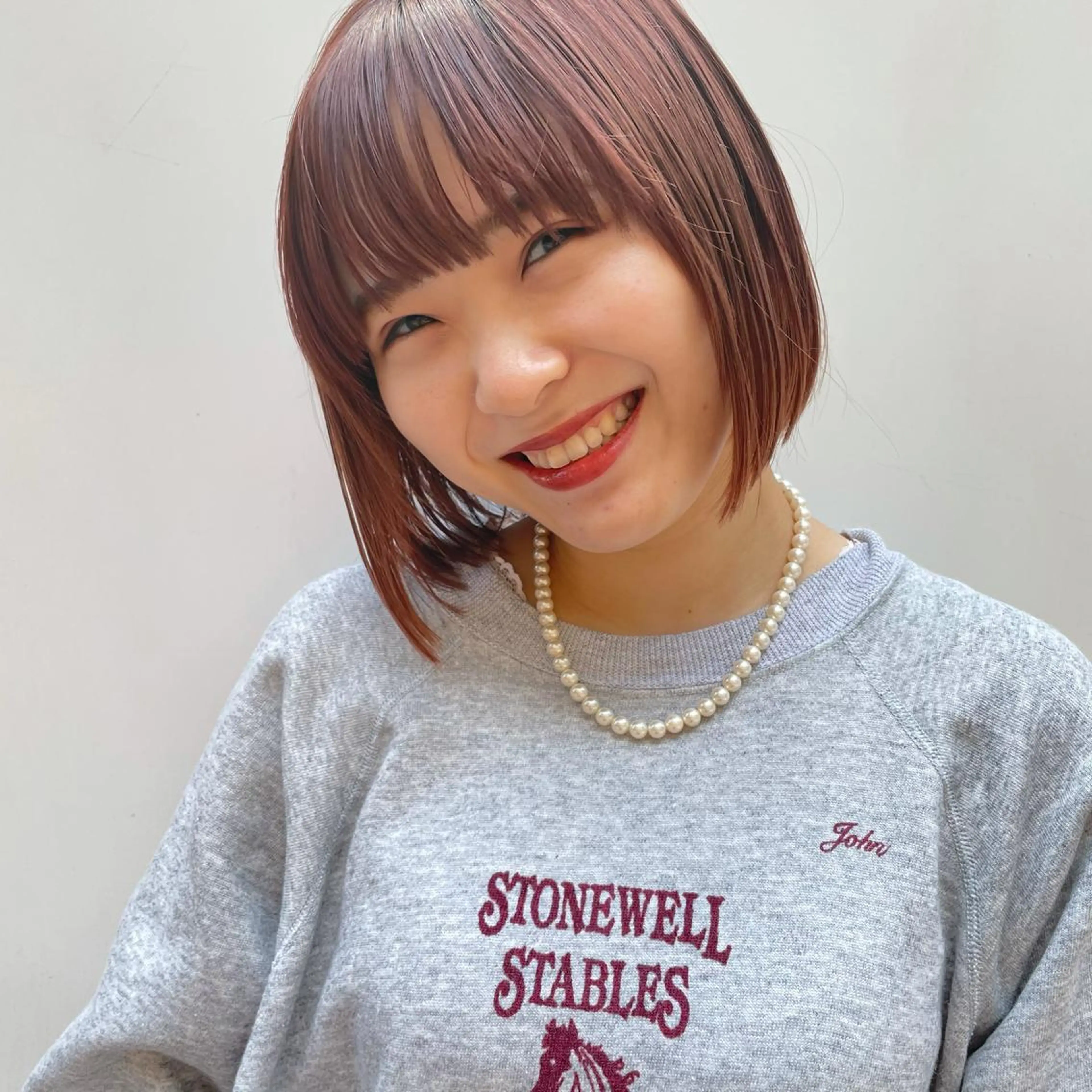 ショート カラー ヘアアレンジ ブラウンカラー ピンクカラー ピンクブラウン 【柔らか透明感✨/ 似合せ前髪】大石葉月のヘアスタイル