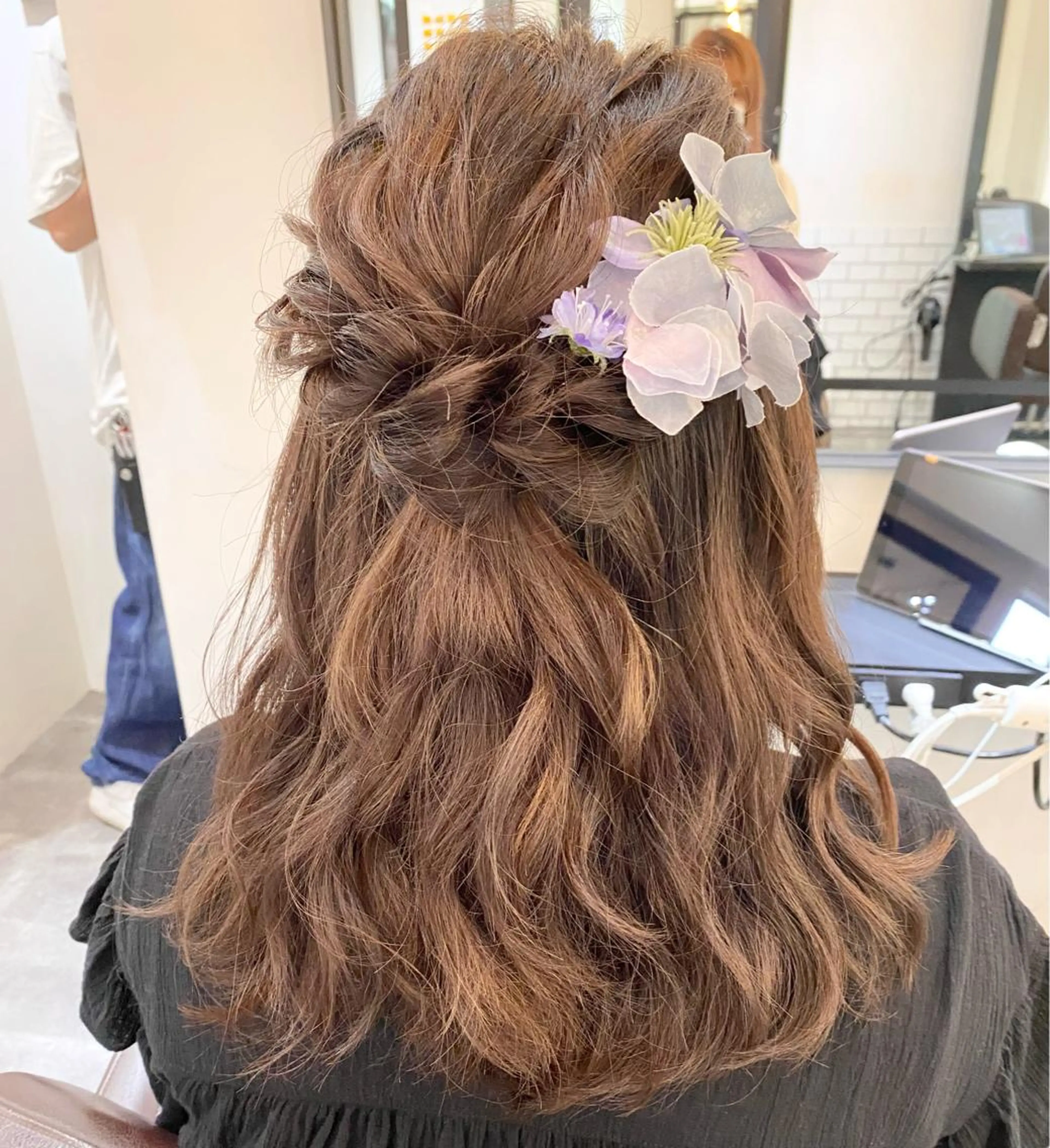 ミディアム カラー パーマ ヘアアレンジ メンズ キッズ ネイル マツエク・マツパ ヘアセット 艶ピンク*ヘアセット 🌙shioriのヘアスタイル