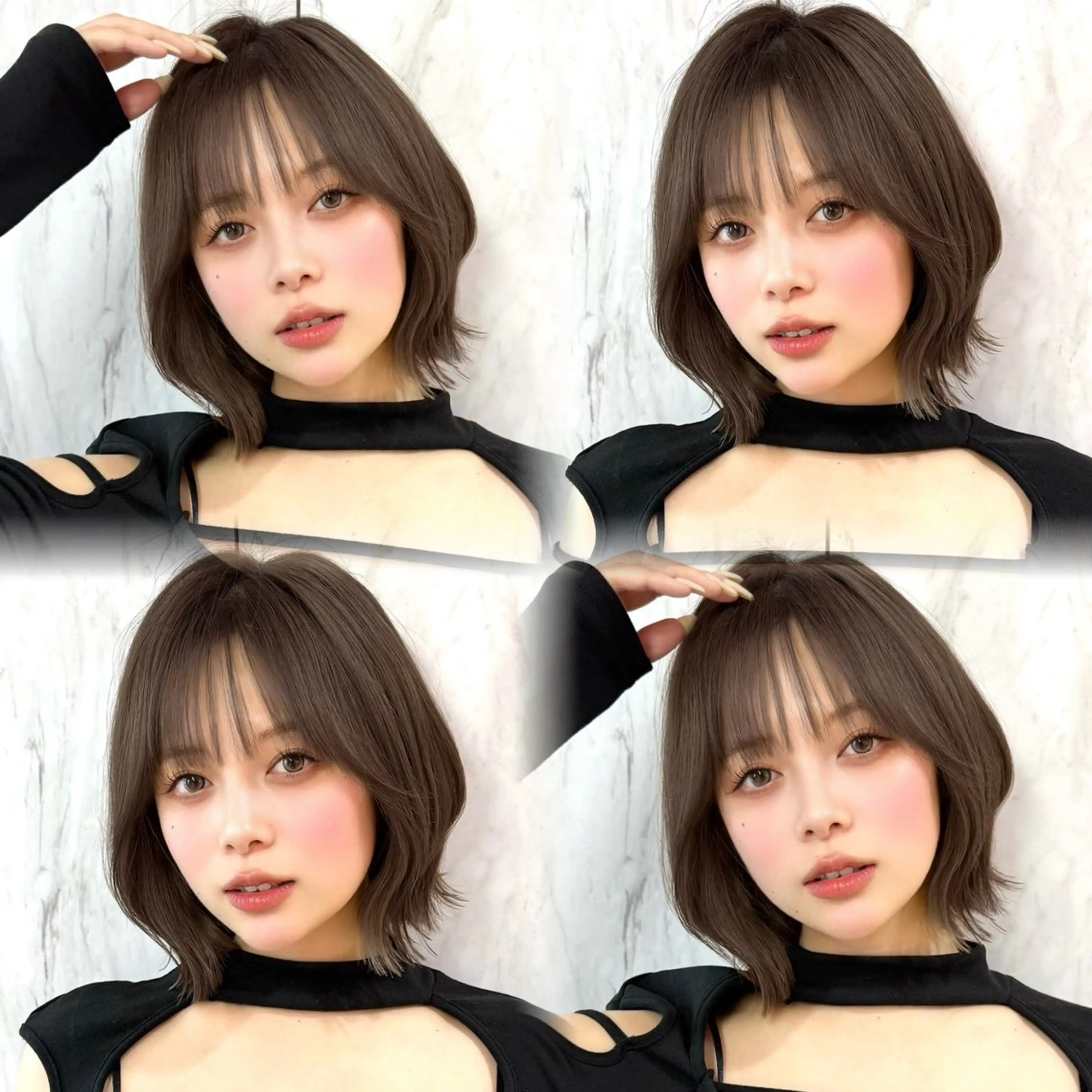 ミディアム カラー ヘアアレンジ ボブレイヤー 透明感カラー ボブ 韓国風ヘア レイヤーカット 韓国ボブ/髪質改善 /新宿/Rumiのヘアスタイル