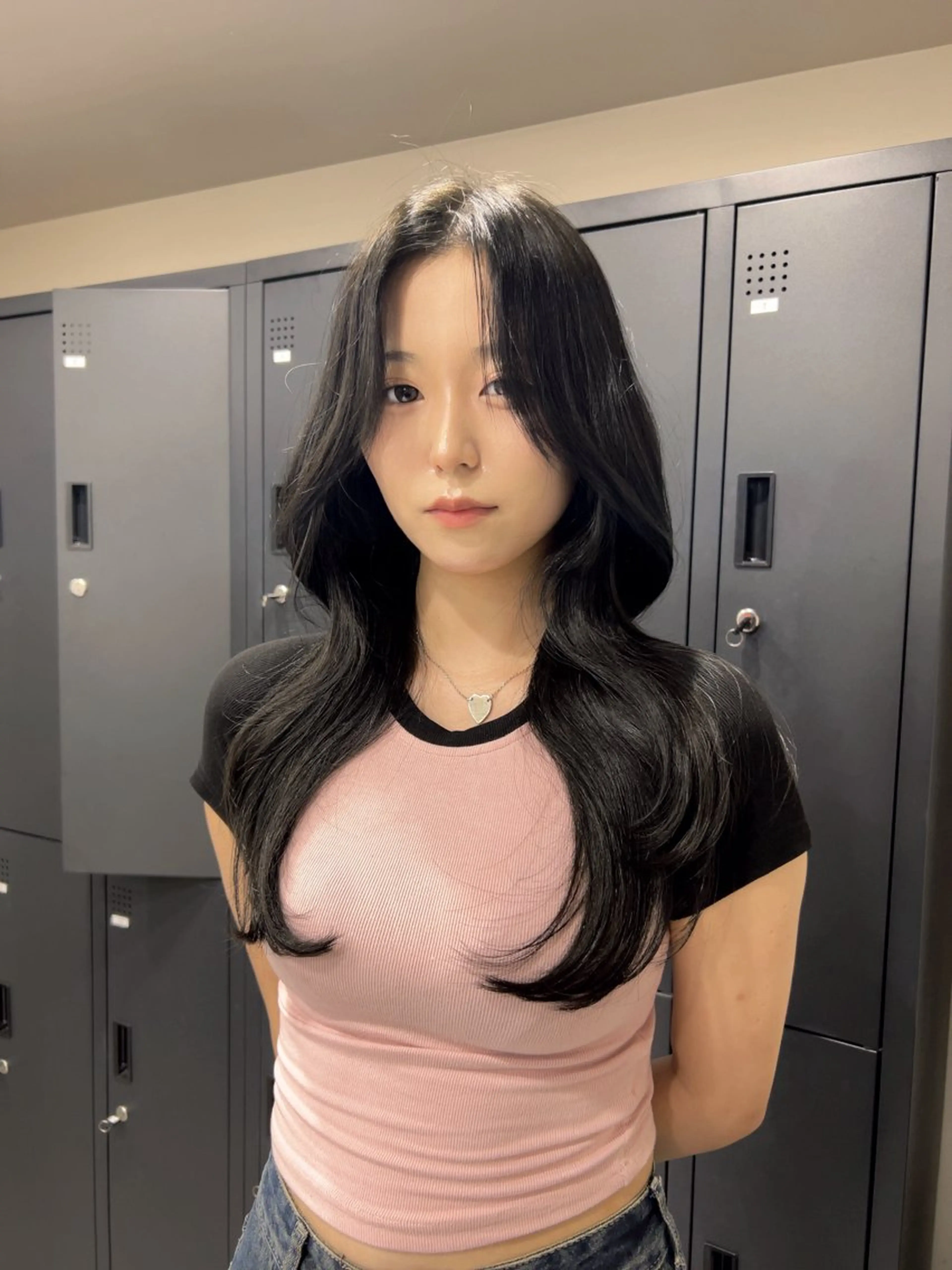 ロング 韓国風ヘア レイヤーカット カット ヘアカラー トリートメント まつパ/ケア ブリーチ/sEnAのヘアスタイル