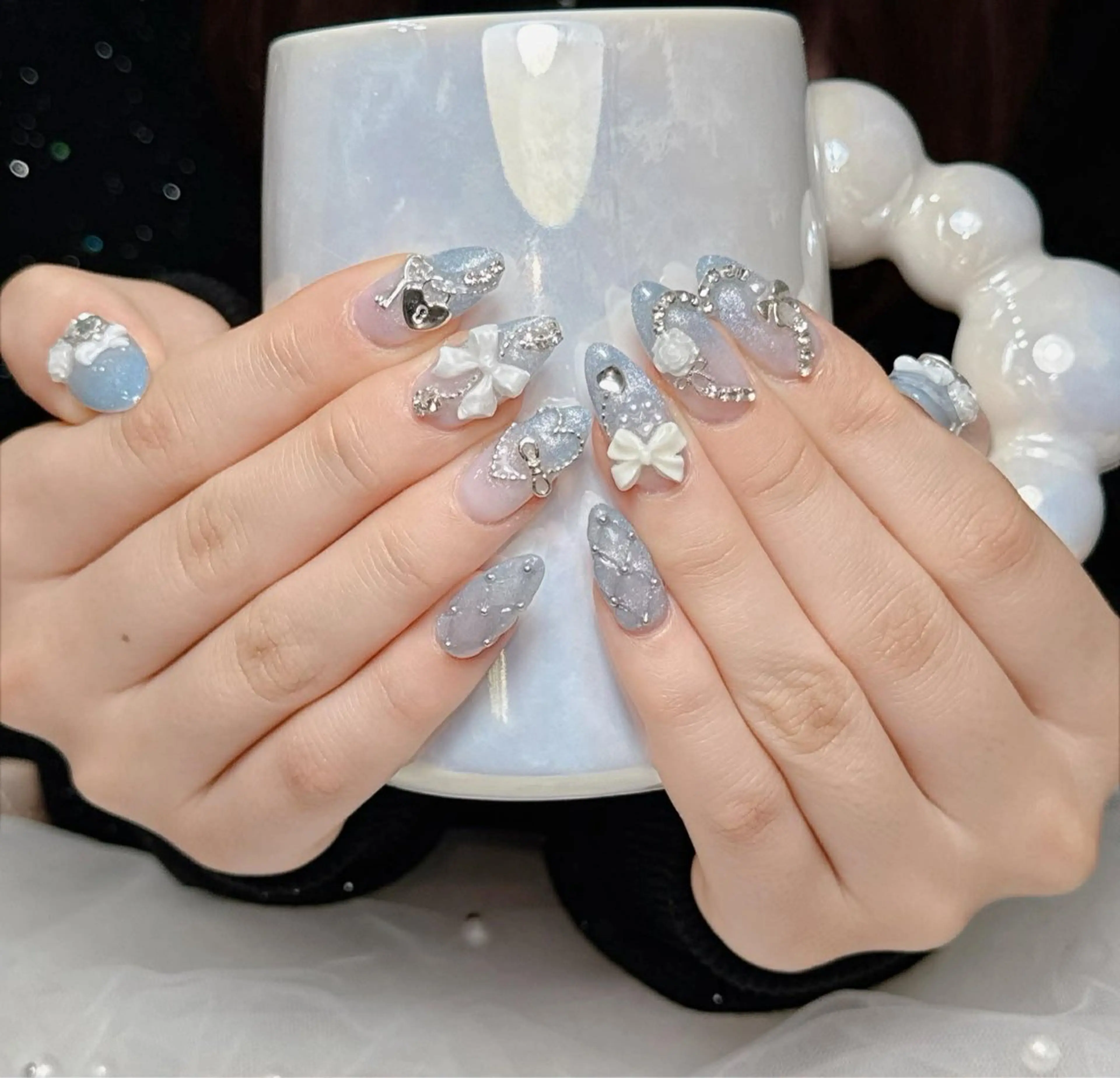 ネイル チークネイル フットネイル ジェルネイル 韓国ネイル レース ニュ クインのネイルデザイン