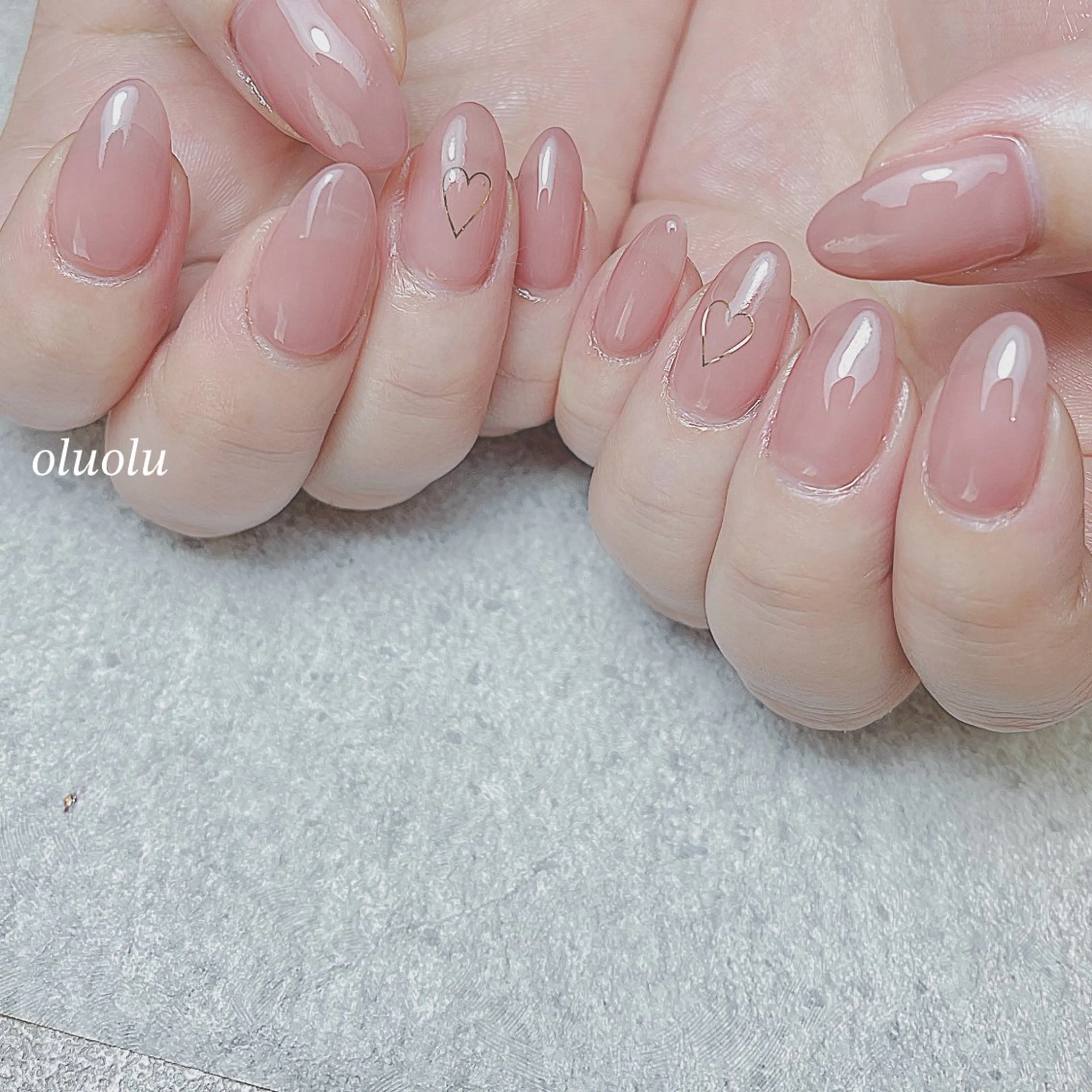 ネイル アートネイル フットネイル ハート オフィスネイル ワンカラーネイル 大村 紬華のネイルデザイン
