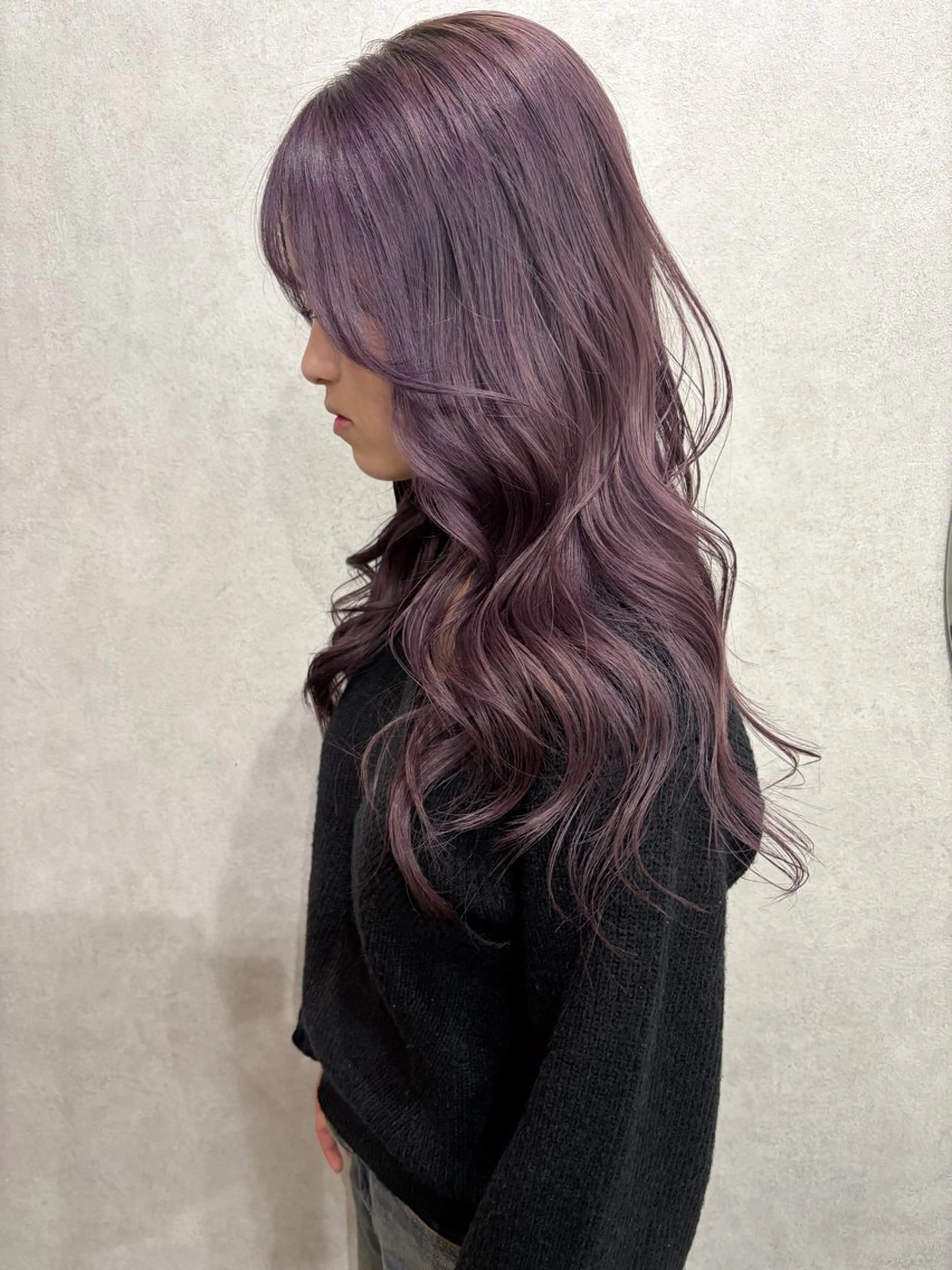 セミロング カラー ラベンダーカラー カット ヘアカラー AiM エイム　韓国レイヤーのヘアスタイル