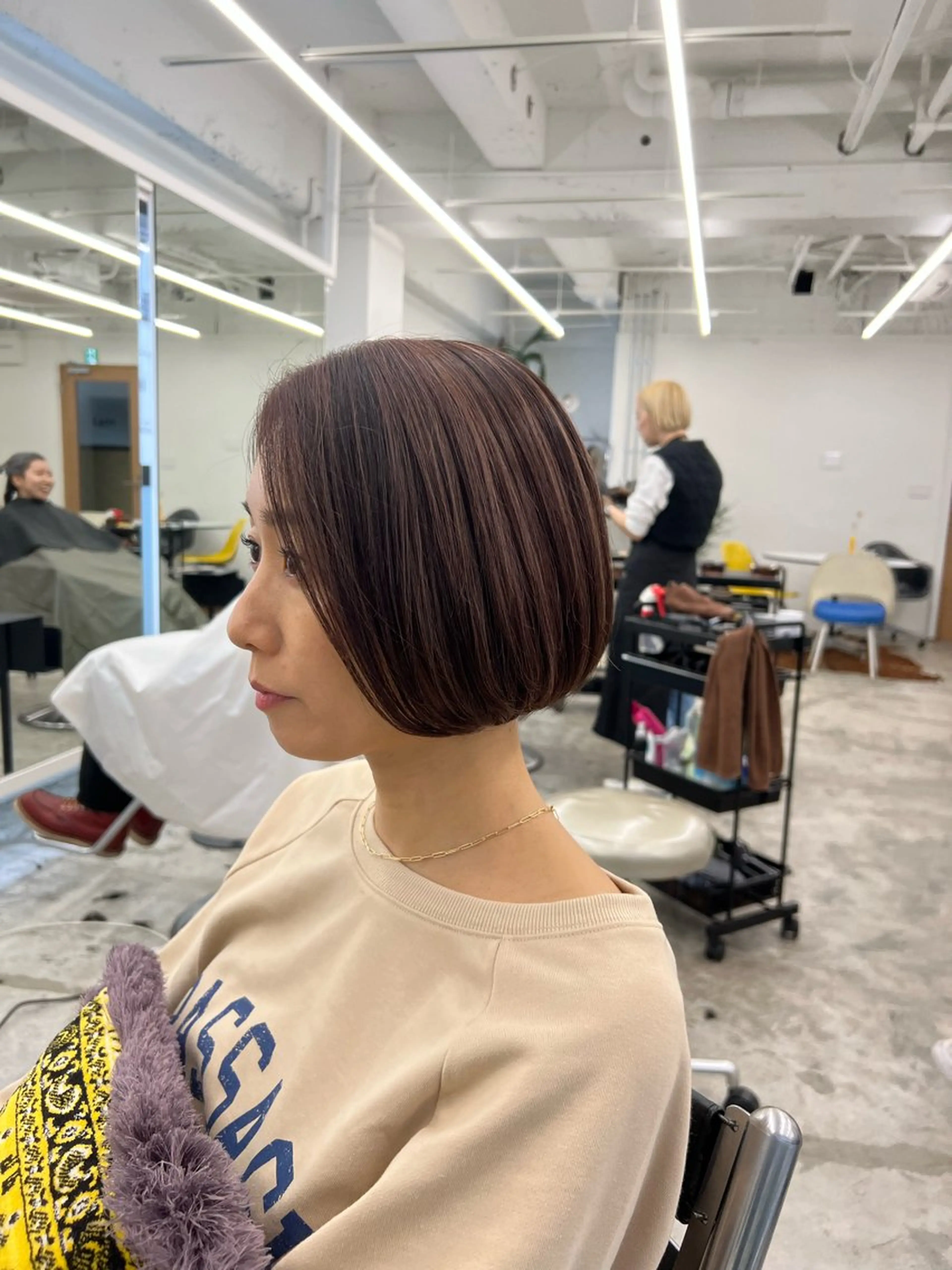 ショート ボブ ハイライト ボブショート/岩崎 明生のヘアスタイル