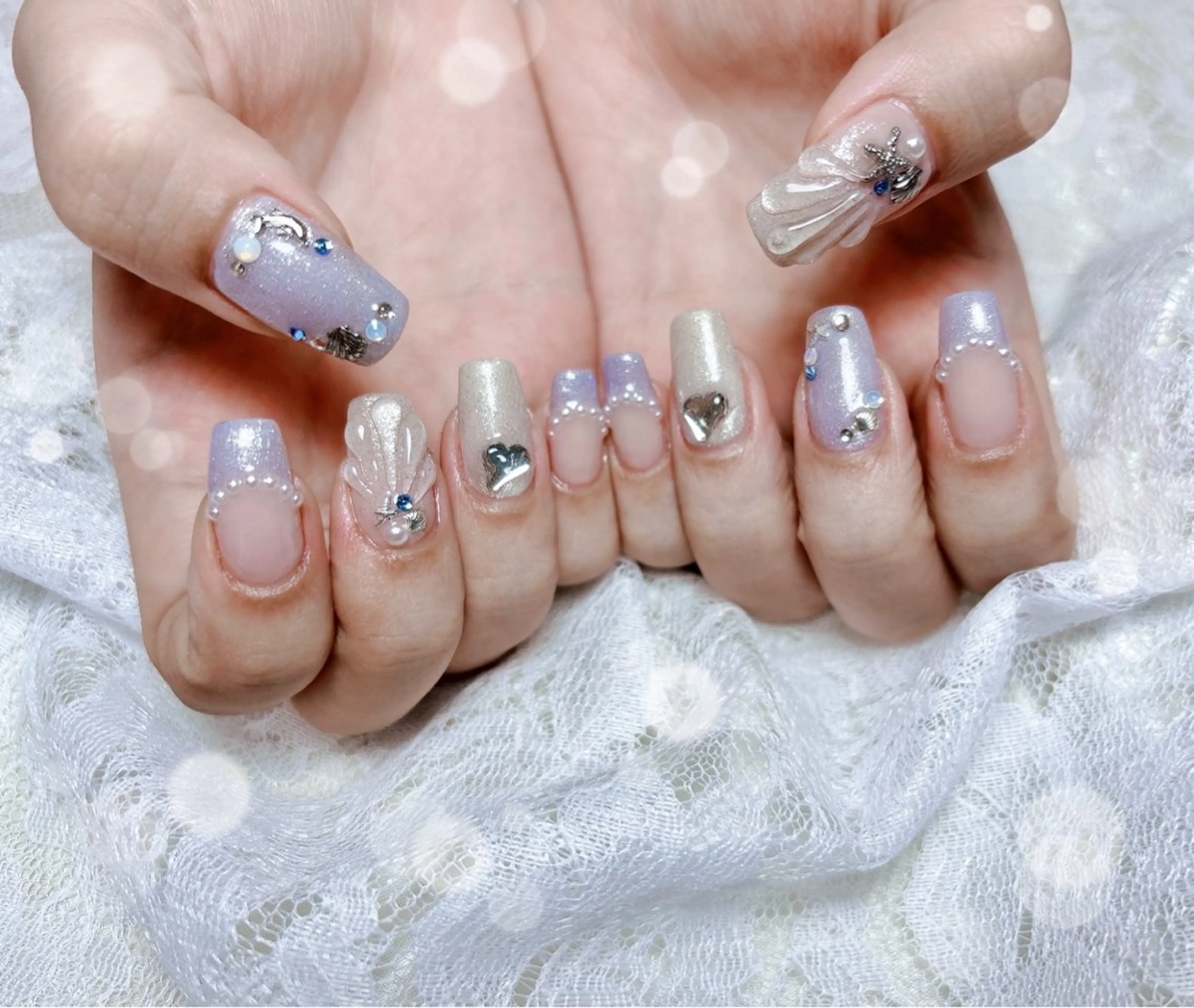 ネイル ぷっくりネイル 夏ネイル ハンドネイル FLARE NAIL フレアネイルのネイルデザイン