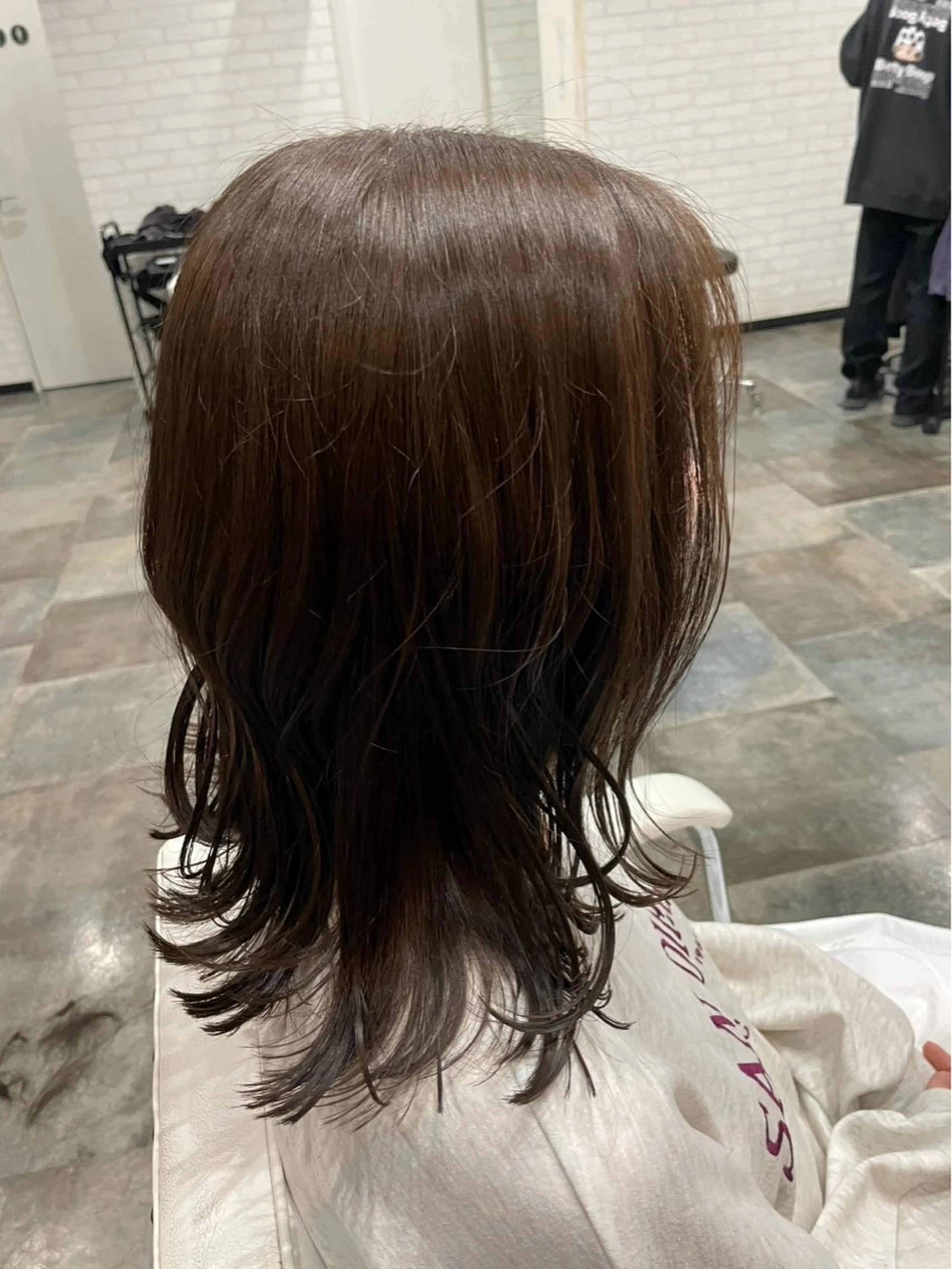 ミディアム ボブレイヤー ミディアムパーマ ミストバング ボブ ハイライト The Apartment of Solon Citta 船橋609所属・髪質改善/縮毛矯正/ 美髪/個室/ハラのヘアスタイル