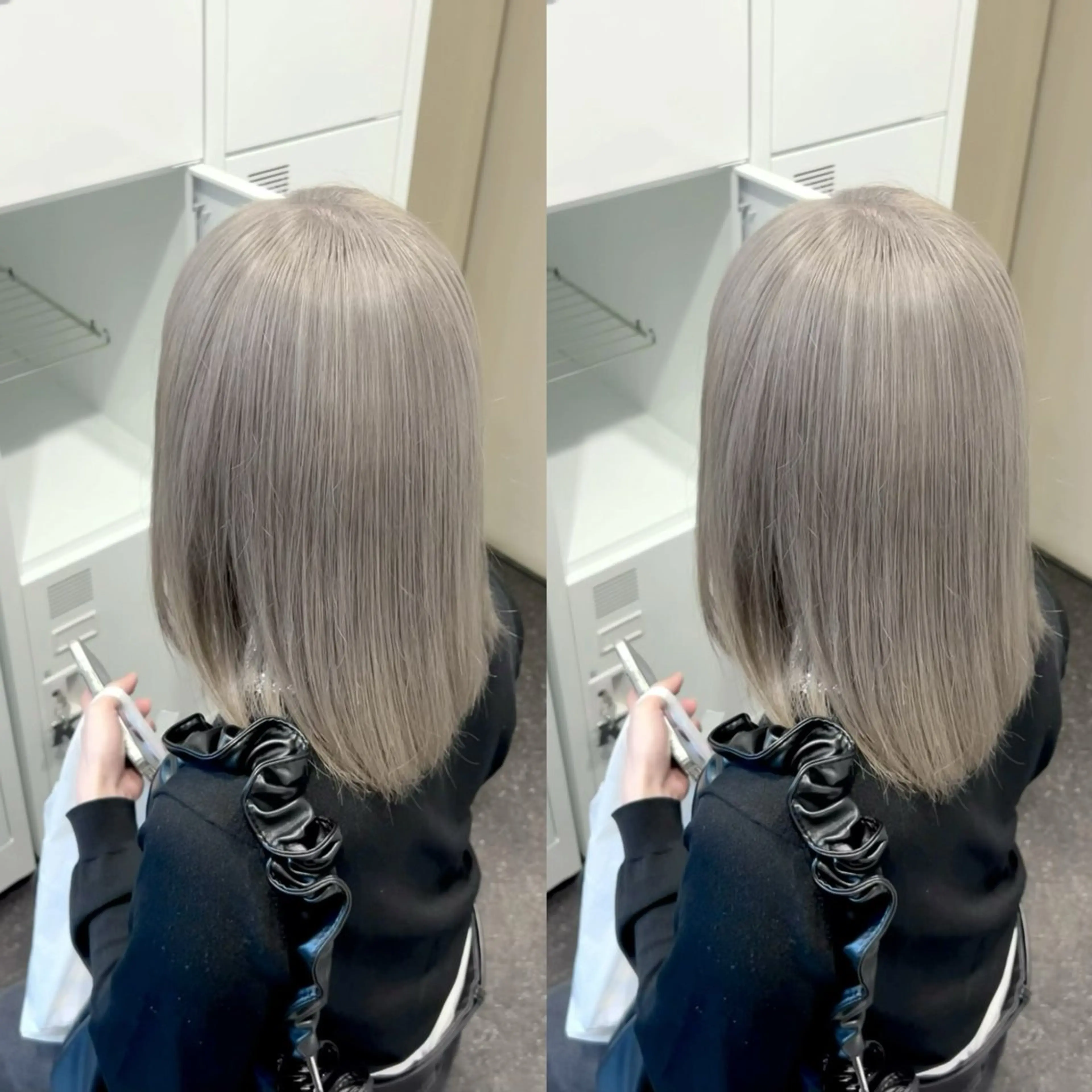 ショート カラー キッズ ベージュカラー 透明感カラー ダブルカラー 盛れる艶カラー× レイヤーカット/咲来のヘアスタイル
