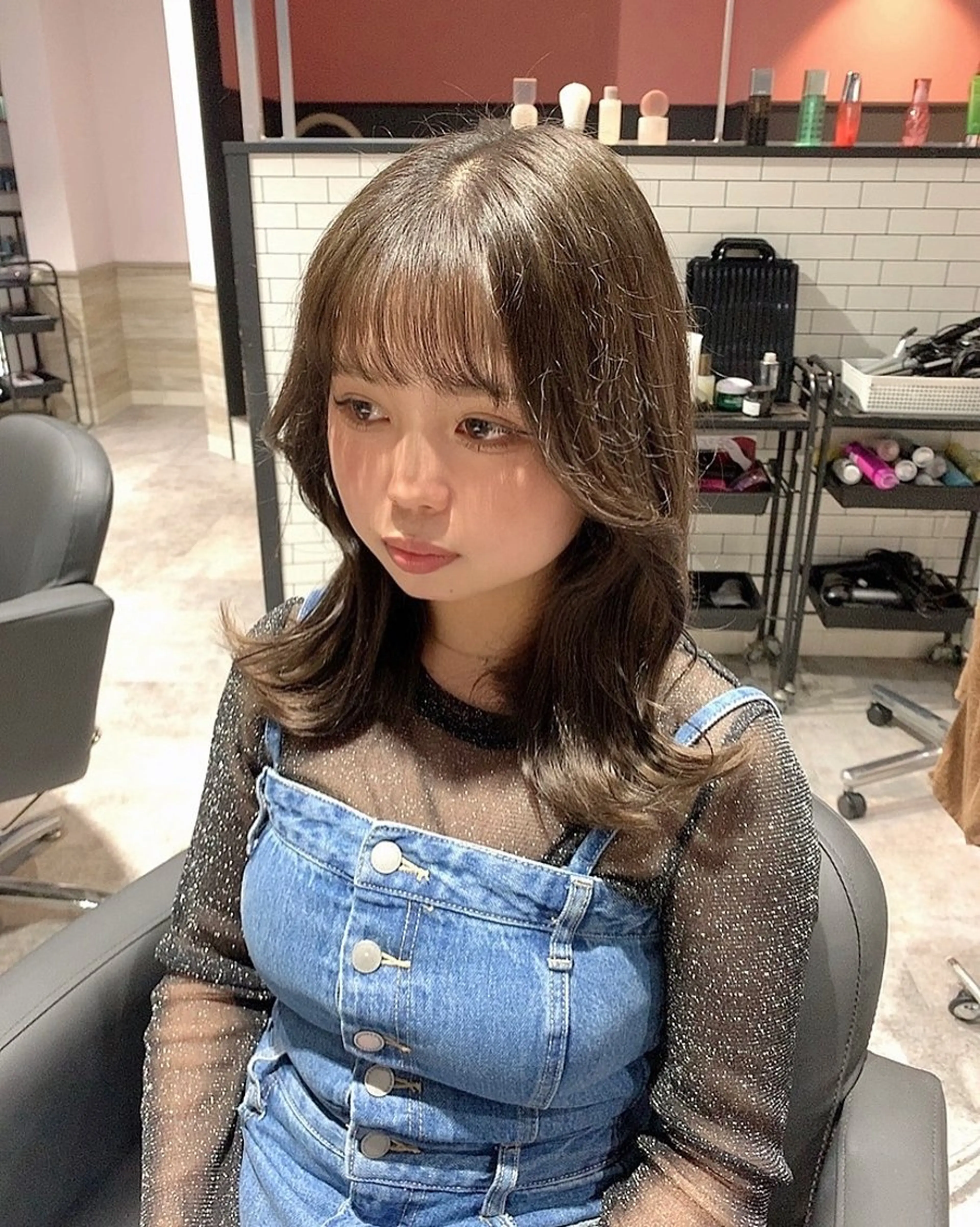 ミディアム カット ヘアカラー 🎀韓国風顔周り× 透明感/梅田/アリサのヘアスタイル