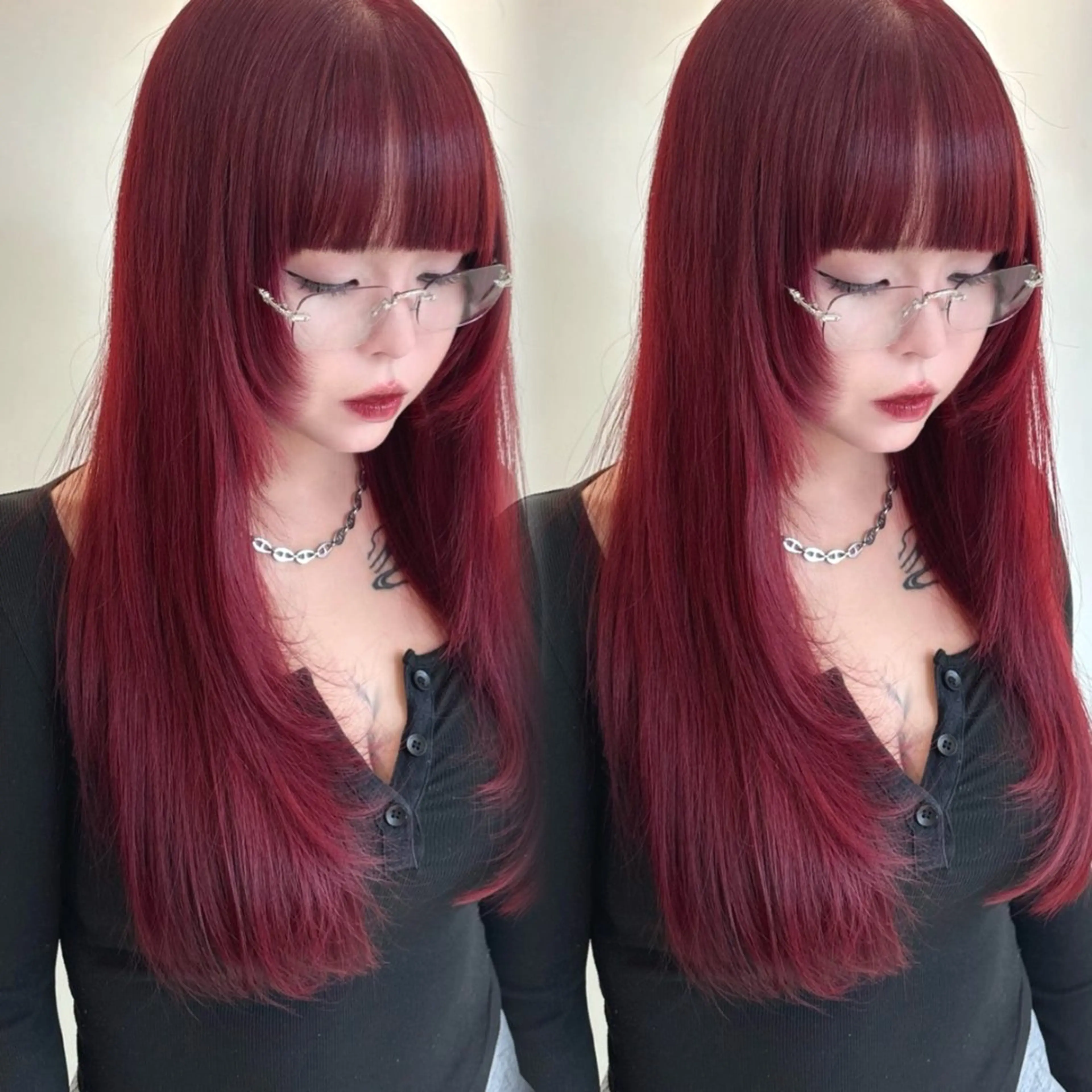 ロング カラー ブリーチ 韓国風ヘア カット ヘアカラー トリートメント 新宿♥ハッシュカット 暖色カラー♥Unaのヘアスタイル