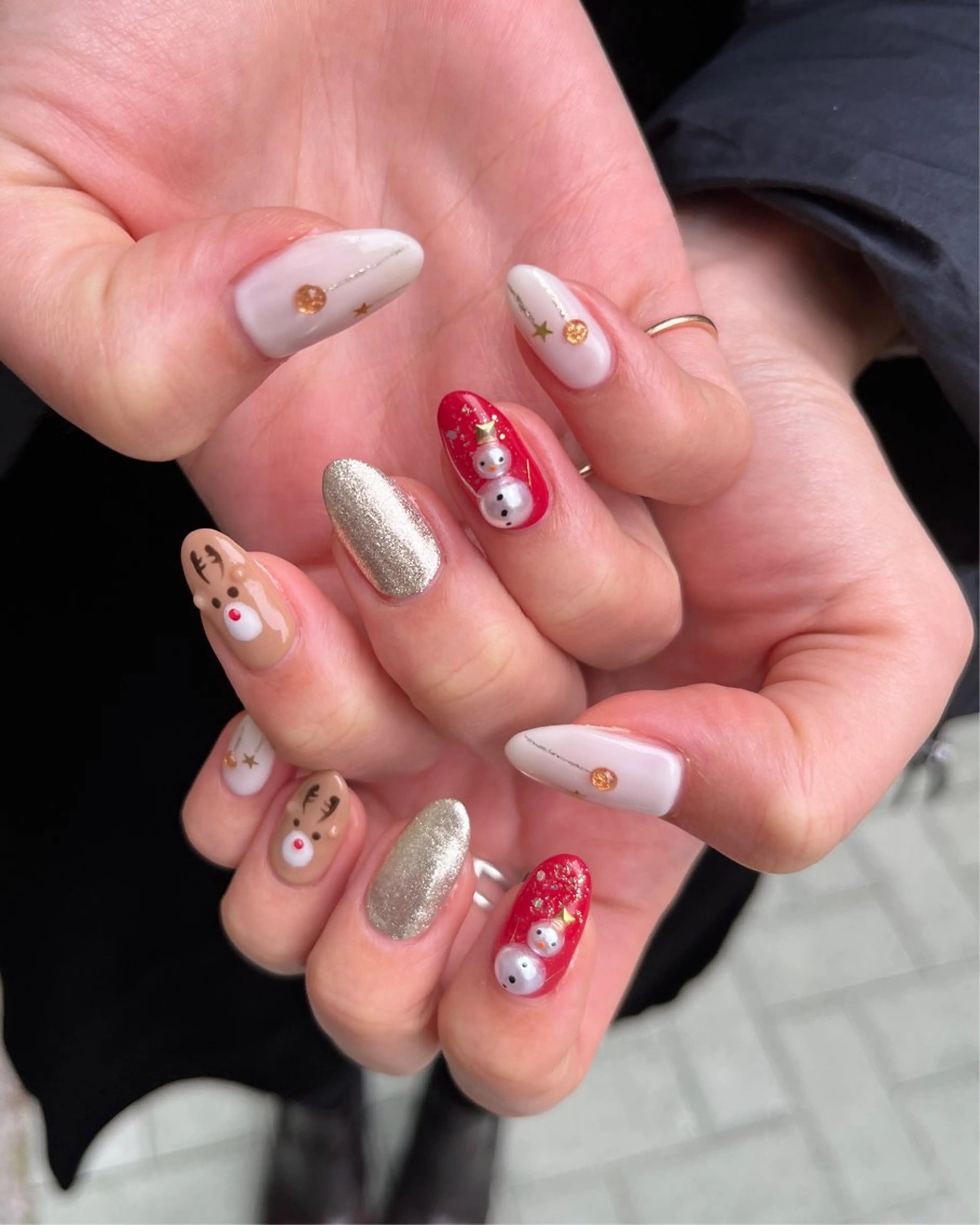 ネイル アートネイル 冬ネイル クリスマス Aina北千住西口店 井田のネイルデザイン