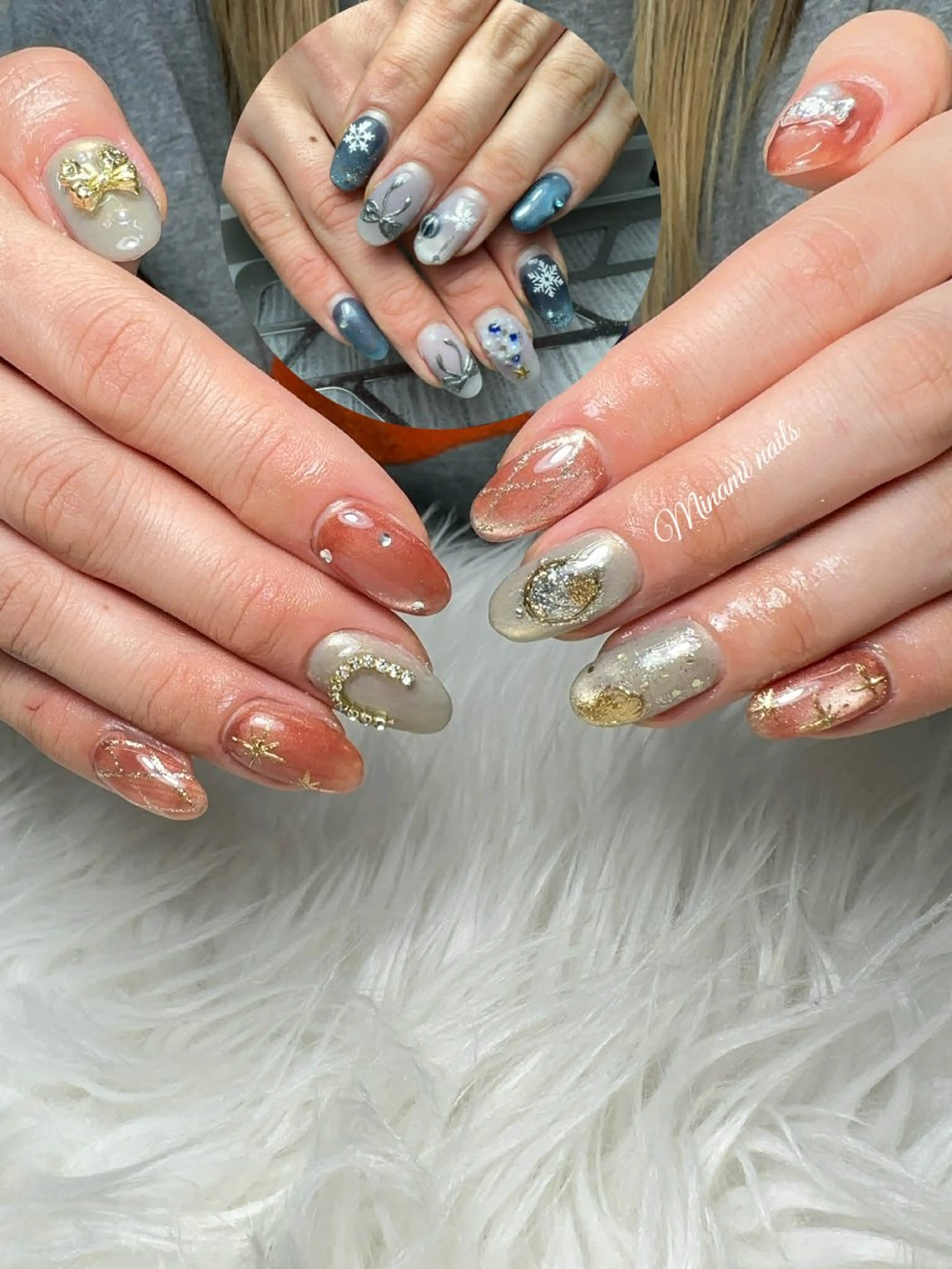 ネイル アートネイル オーロラネイル ガーリー キラキラネイル 韓国ネイル Minami Nailsのネイルデザイン