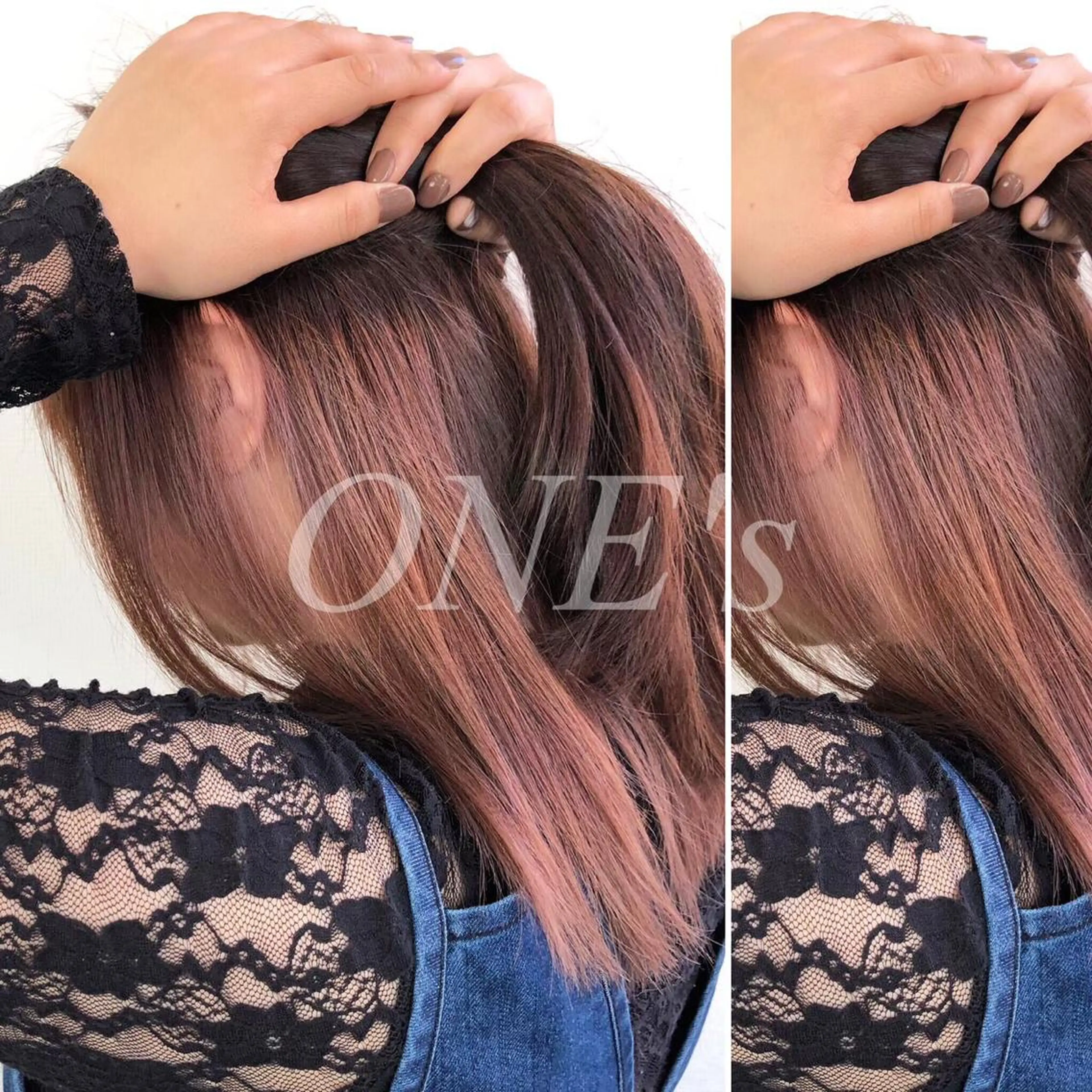 ミディアム カラー JuNブリーチに 縮毛矯正するプロのヘアスタイル