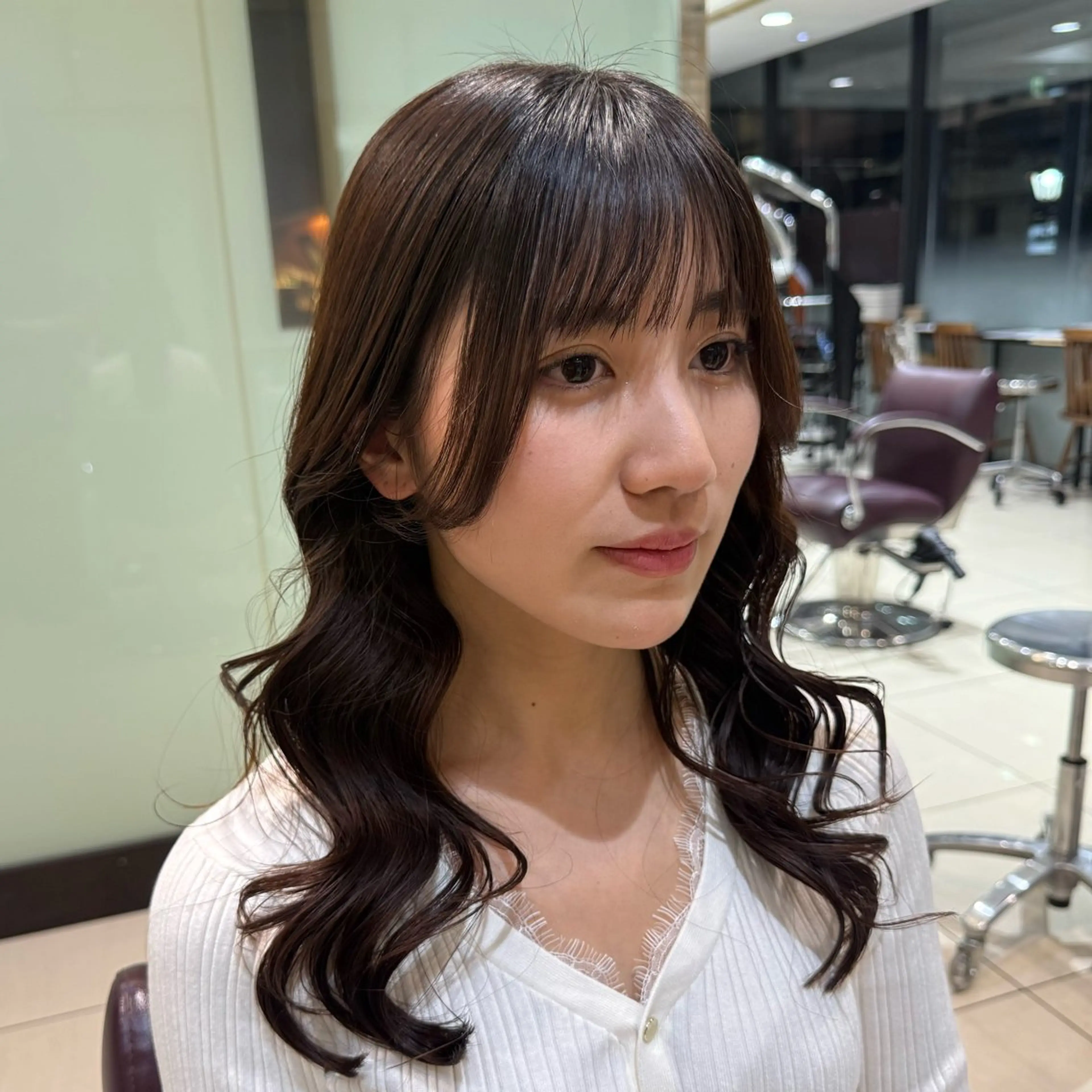 ミディアム パーマ パーマ 韓国風パーマ🌿コテ 巻き風パーマ/るいのヘアスタイル