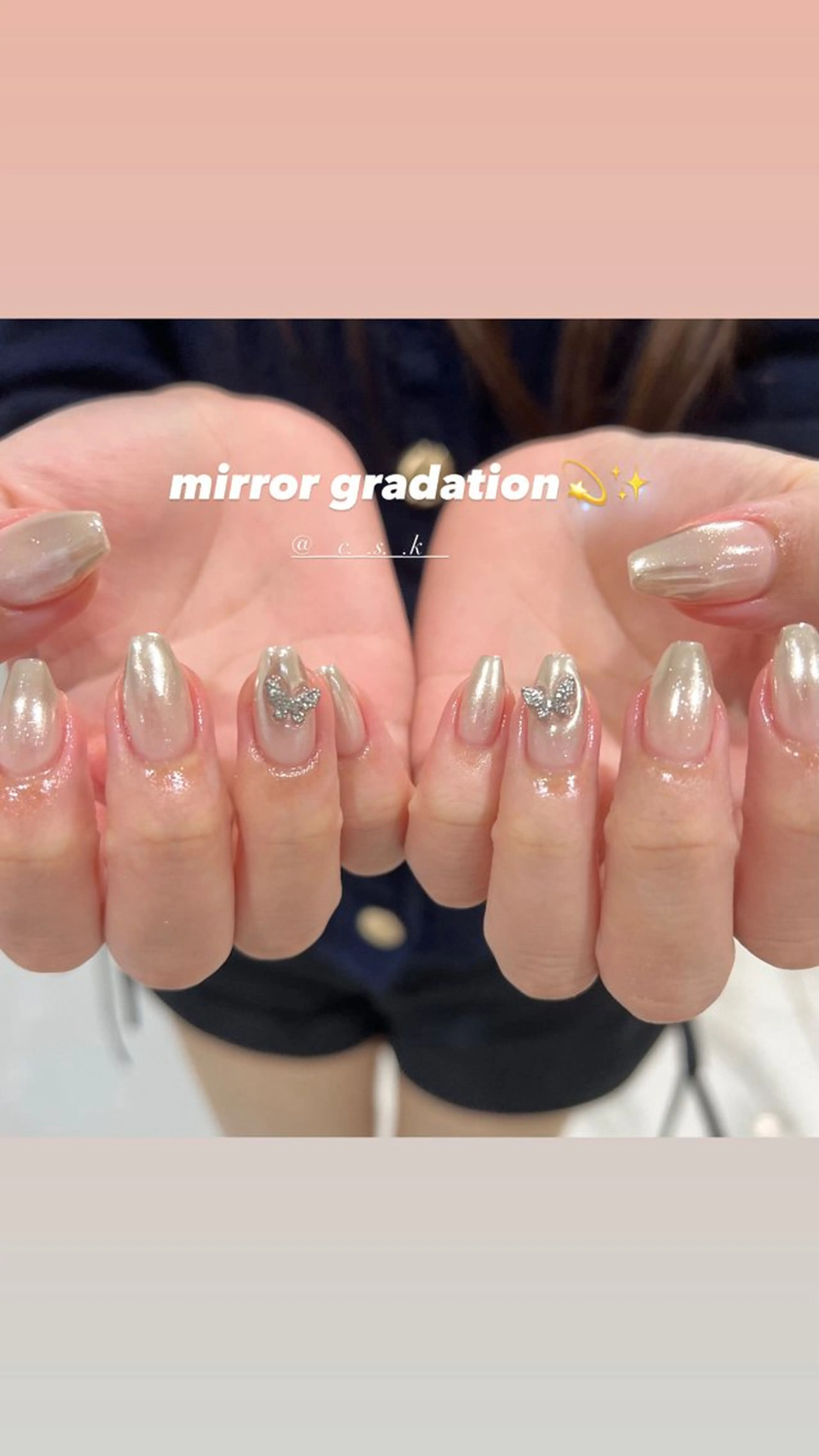 ネイル グラデーション ミラーネイル シルバー 🎀チーク/ちゅるん 🫧chisa🎀のネイルデザイン