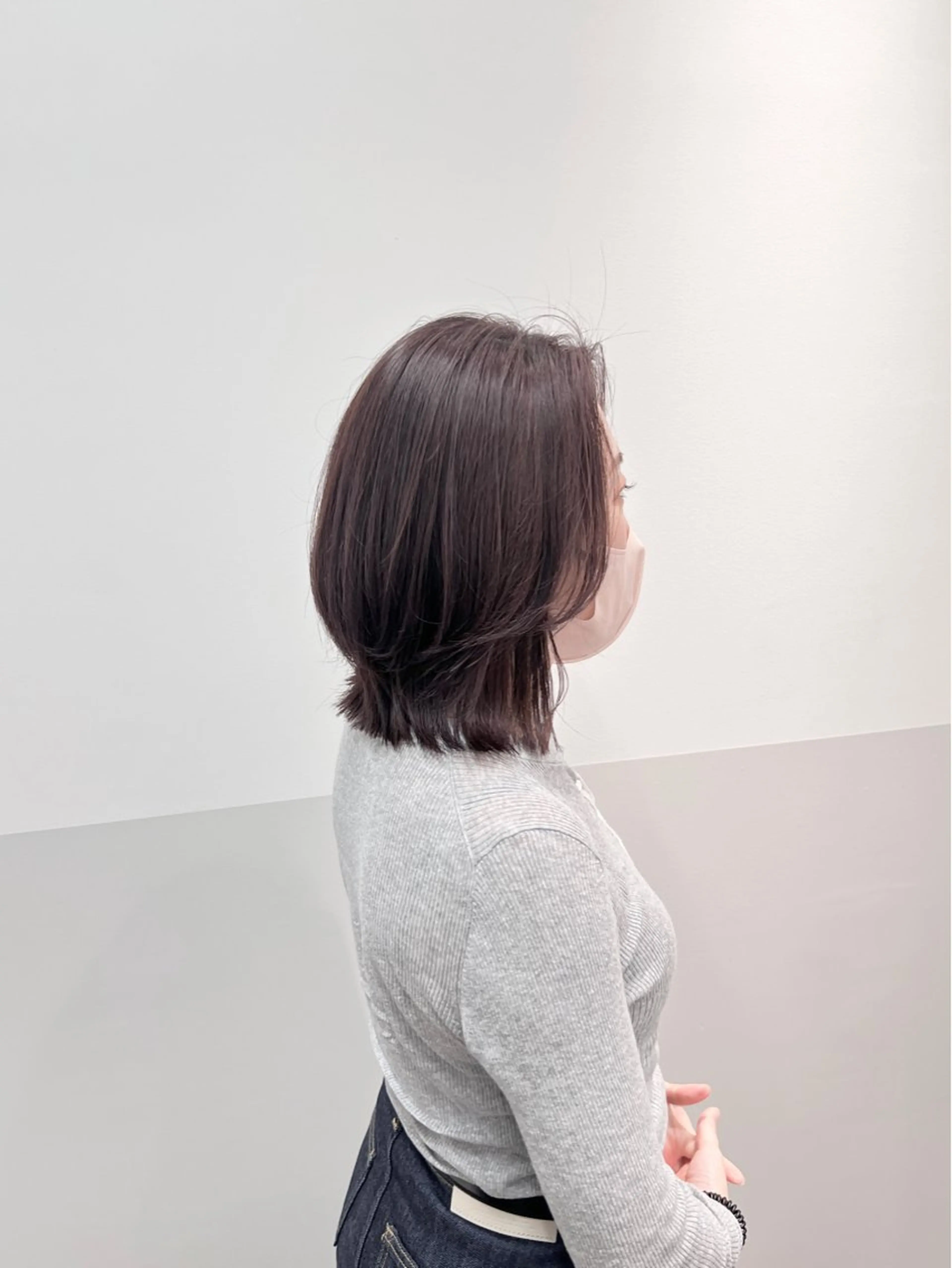 ミディアム カラー ヘアアレンジ ボブレイヤー ベージュカラー ラベンダーカラー ラベンダーベージュ ボブ ヘアカラー トリートメント 似合わせレイヤー/ 美髪縮毛矯正/ミナエのヘアスタイル