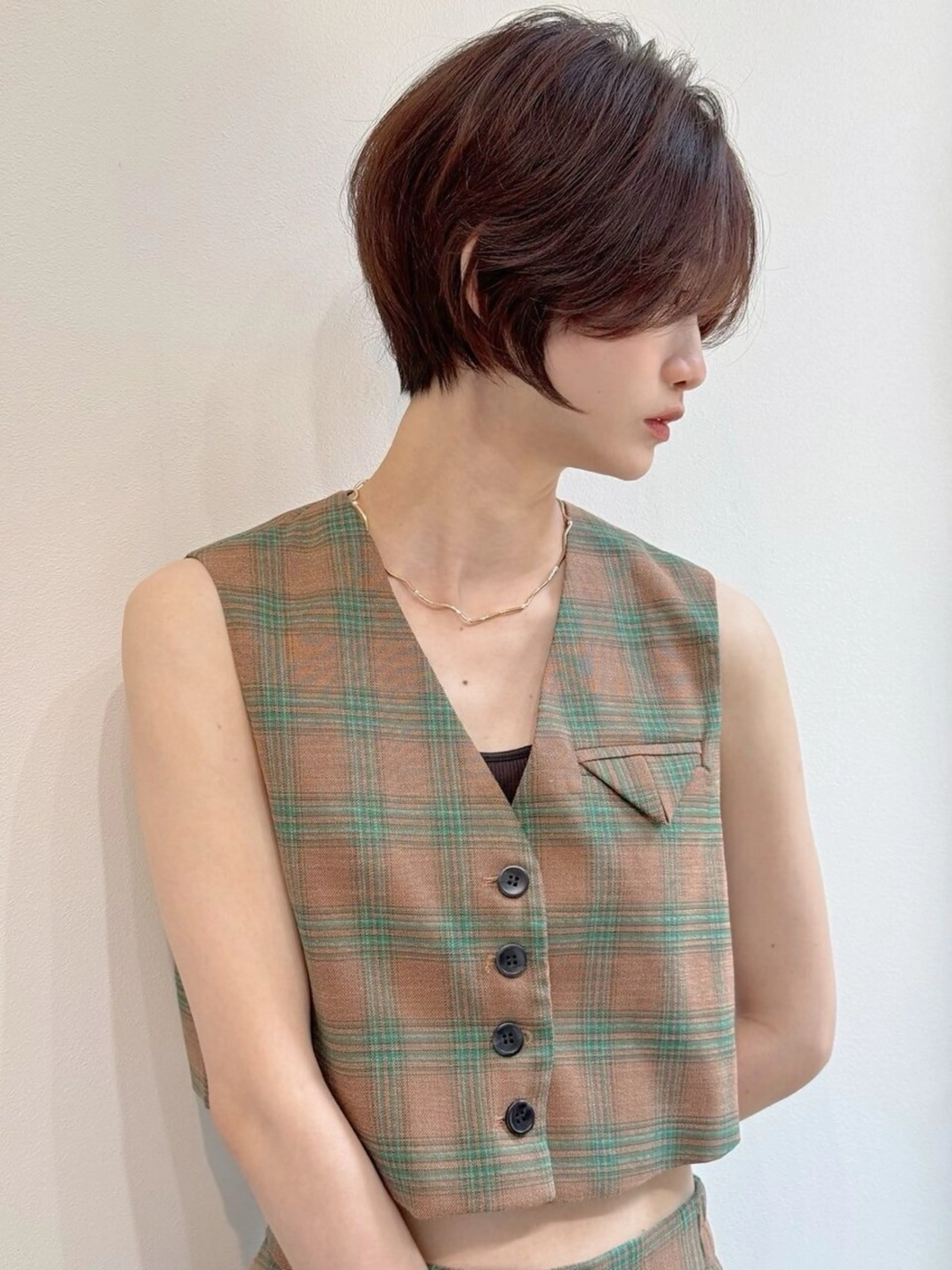 ショート カラー パーマ ブリーチ ブリーチなしカラー ショートヘア 小顔カット N° emirai 溝の口のヘアスタイル