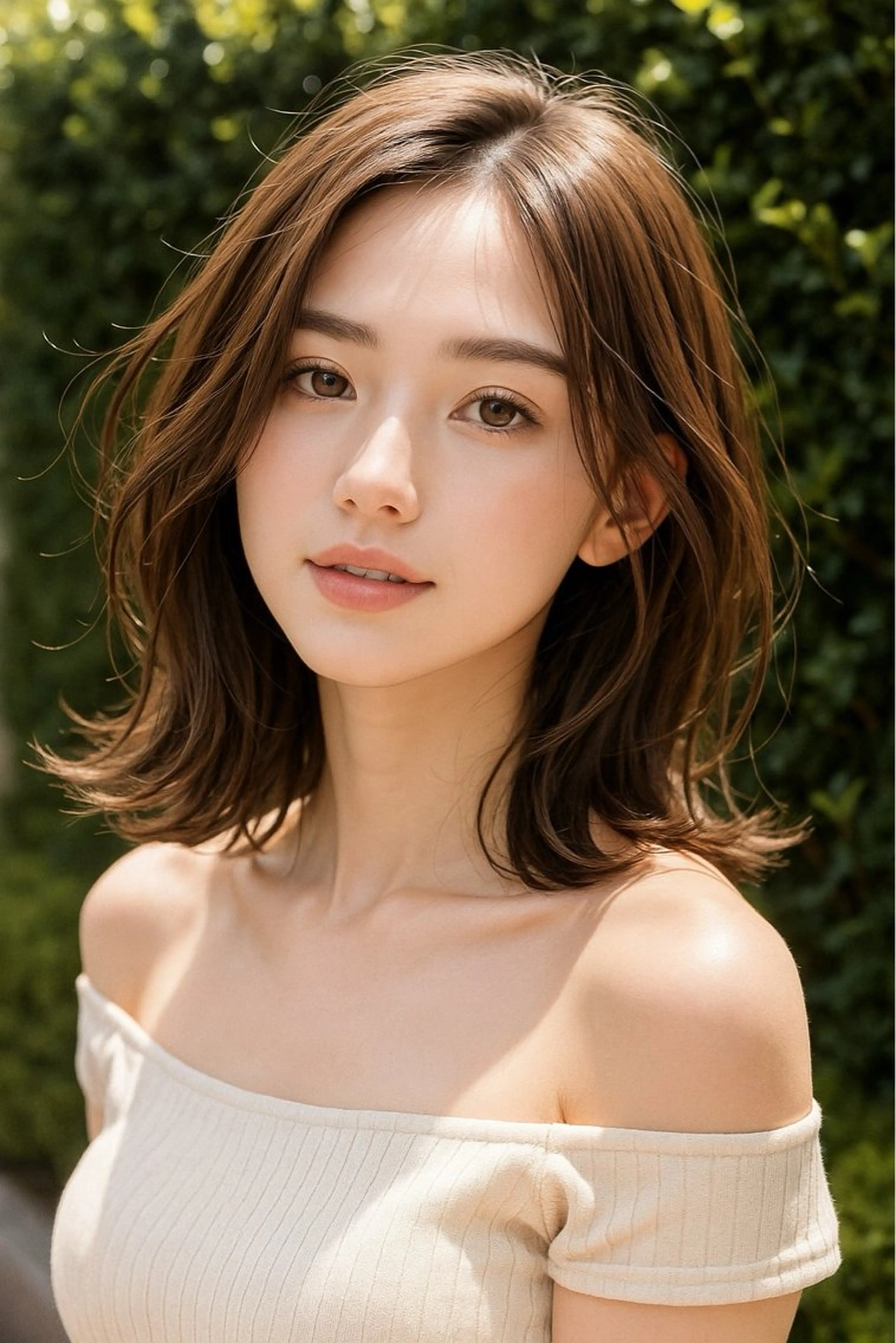 ミディアム カラー パーマ 透明感カラー レイヤーカット さく/髪質改善× 縮毛矯正/町田のヘアスタイル