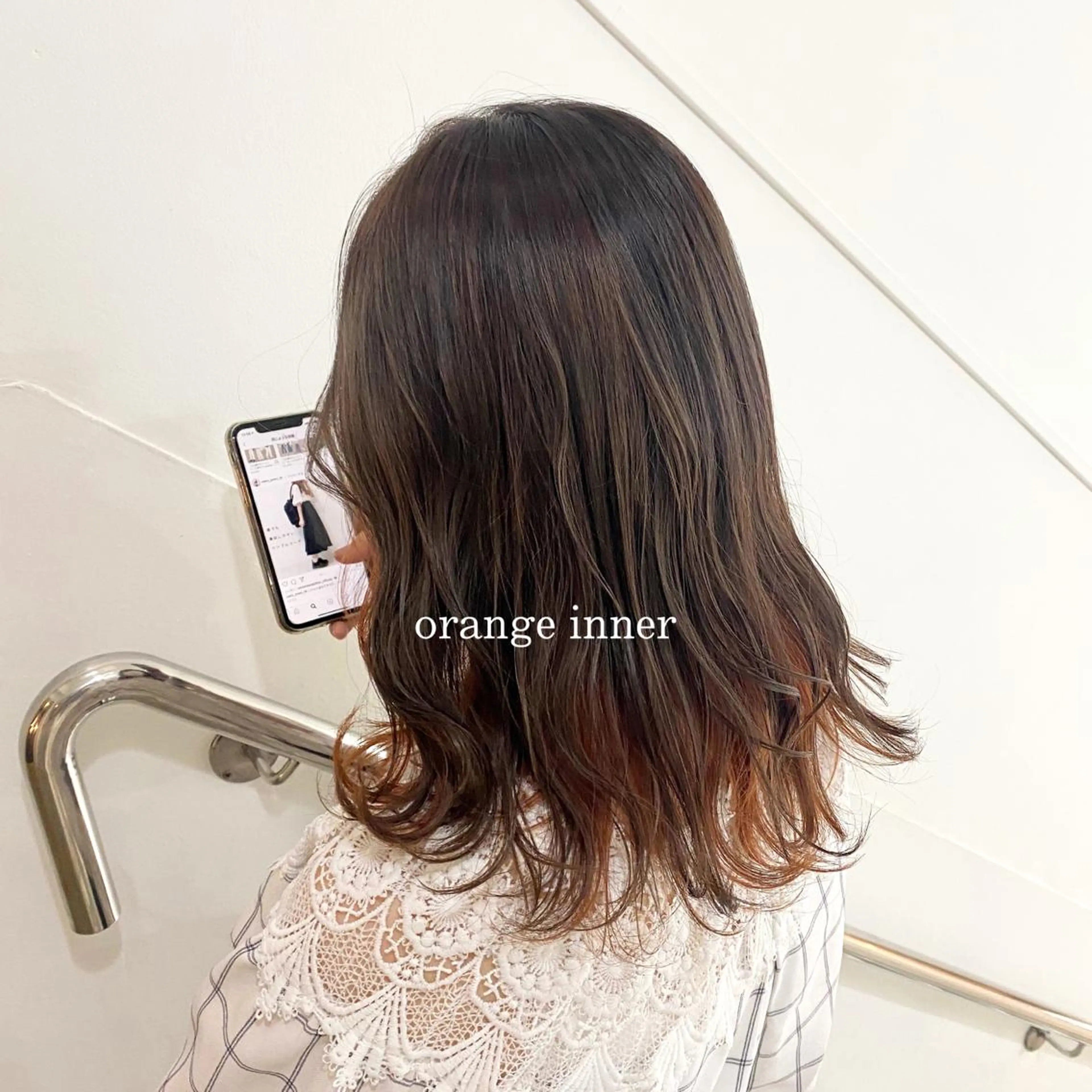 ミディアム カラー オレンジ ハル🌸柔色/ ブリーチなし/艶髪のヘアスタイル