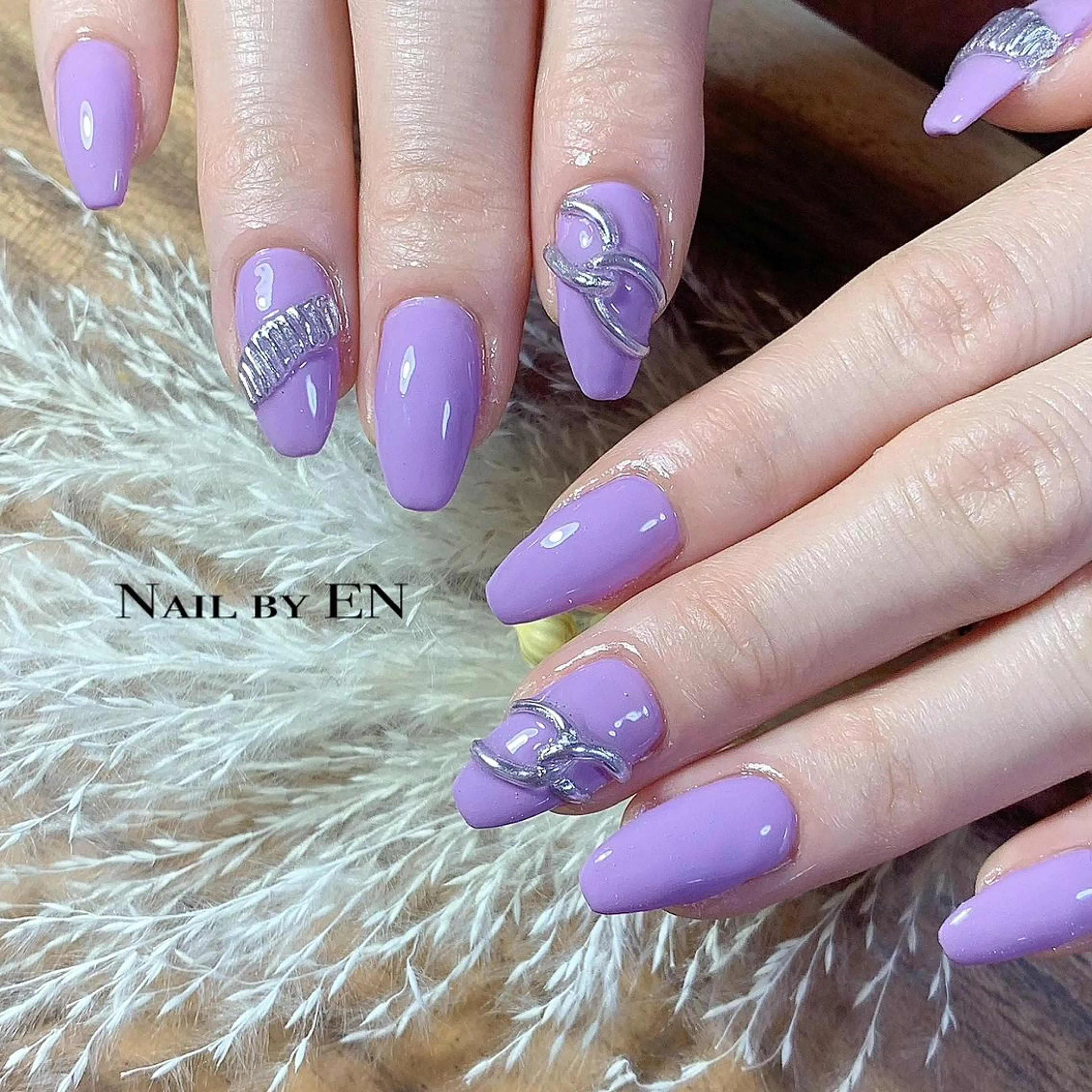 ネイル パープル シルバー Nail by EN*Namiのネイルデザイン