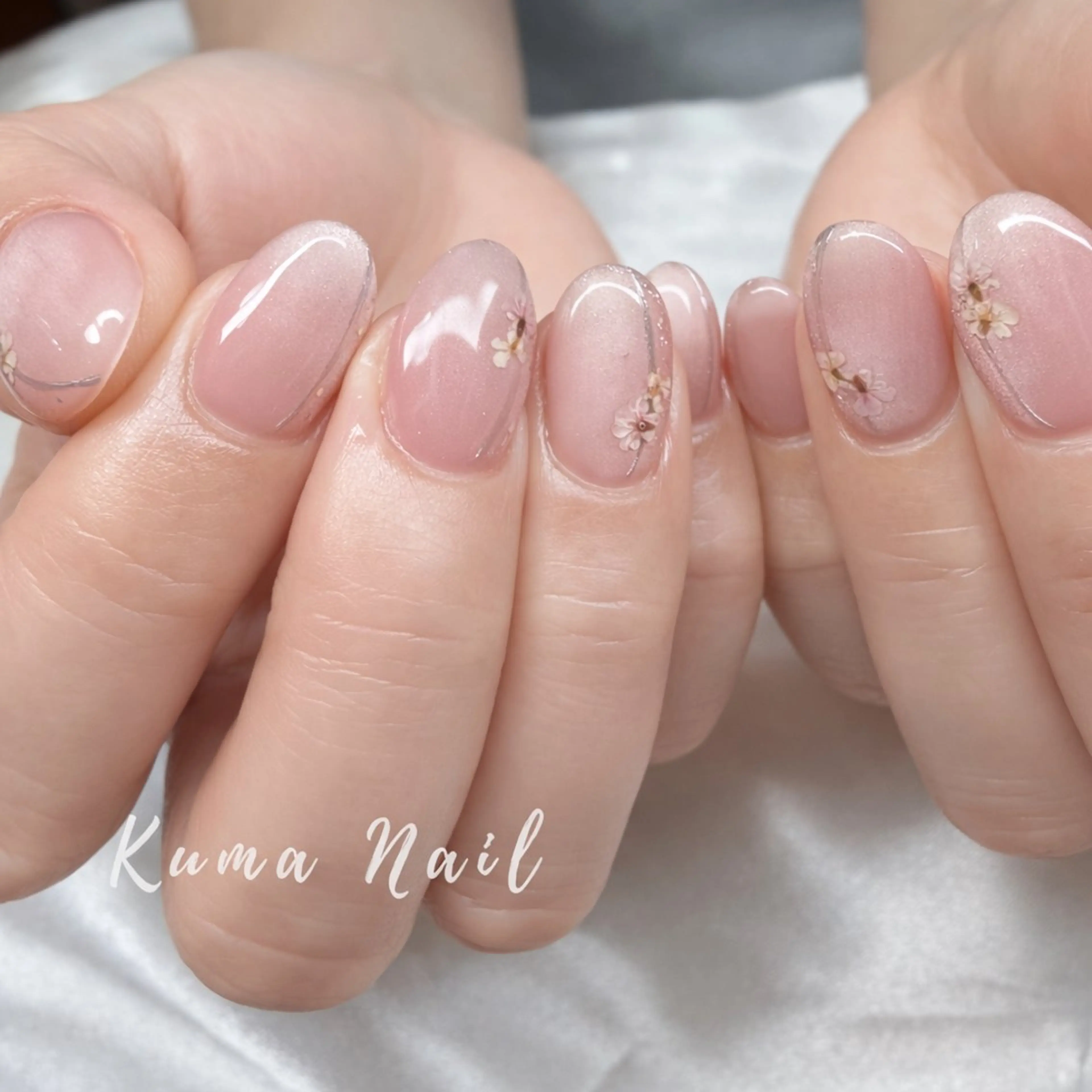 ネイル ラメ(グリッター) マグネットネイル オフィスネイル ピンク ハンドネイル Private salon Kuma Nail.所属・藤が丘ネイル Kuma Nailのネイルデザイン