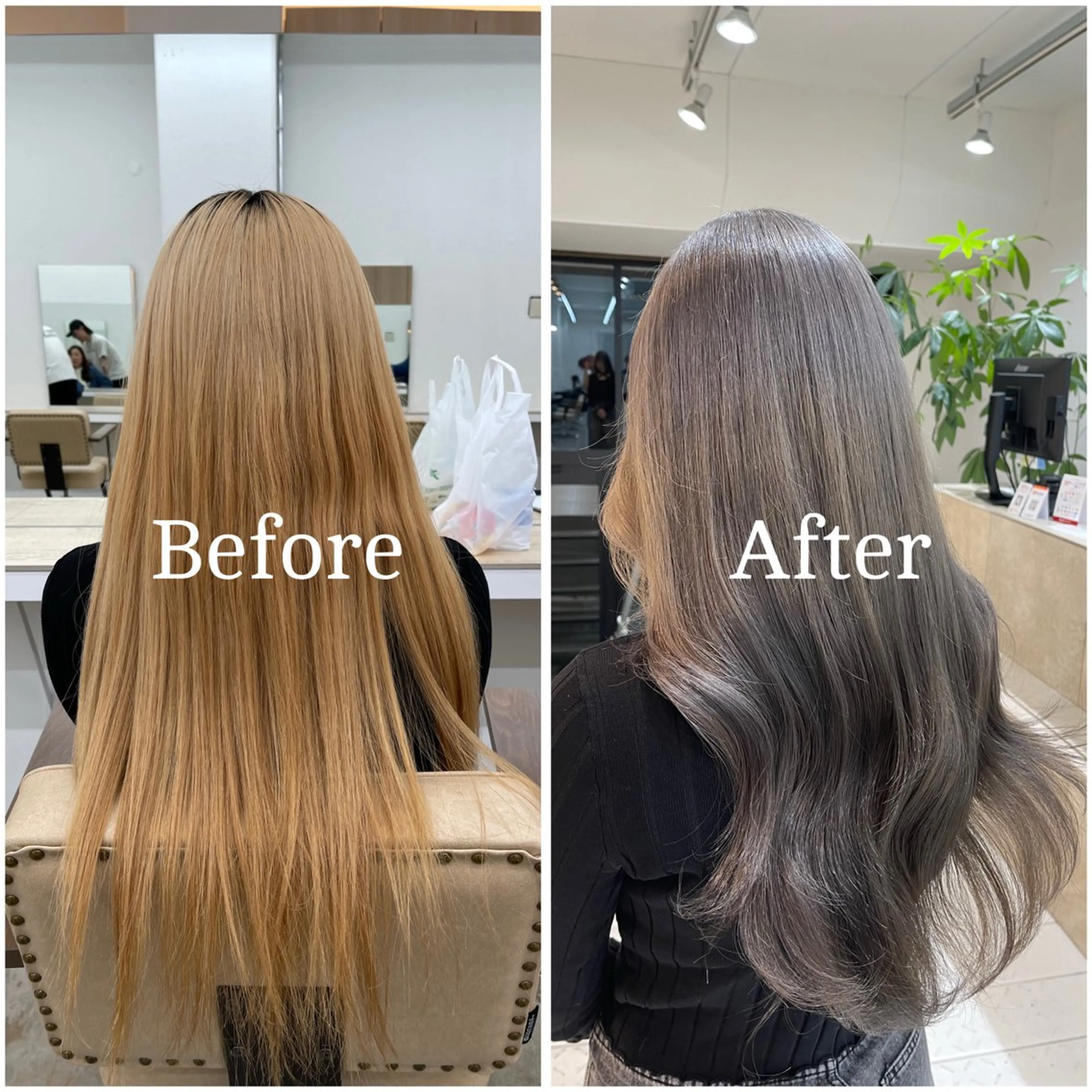 ロング カラー ブリーチ デザインカラー 似合わせカット 縮毛矯正 ムラ修正/ ハイトーン💖Riaのヘアスタイル