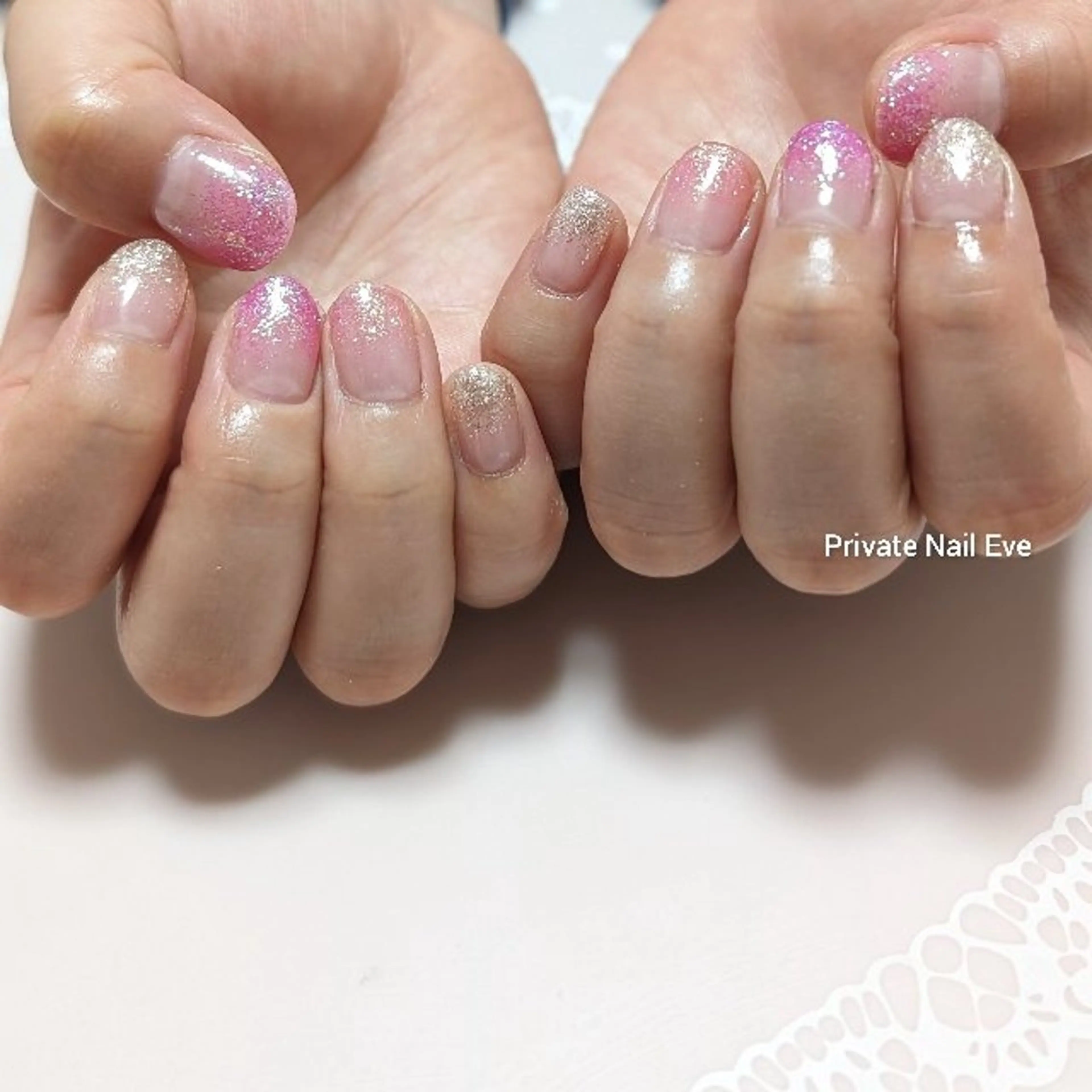 ネイル グラデーション ラメ(グリッター) ラメグラデーション ハンドネイル ネイル junkoのネイルデザイン