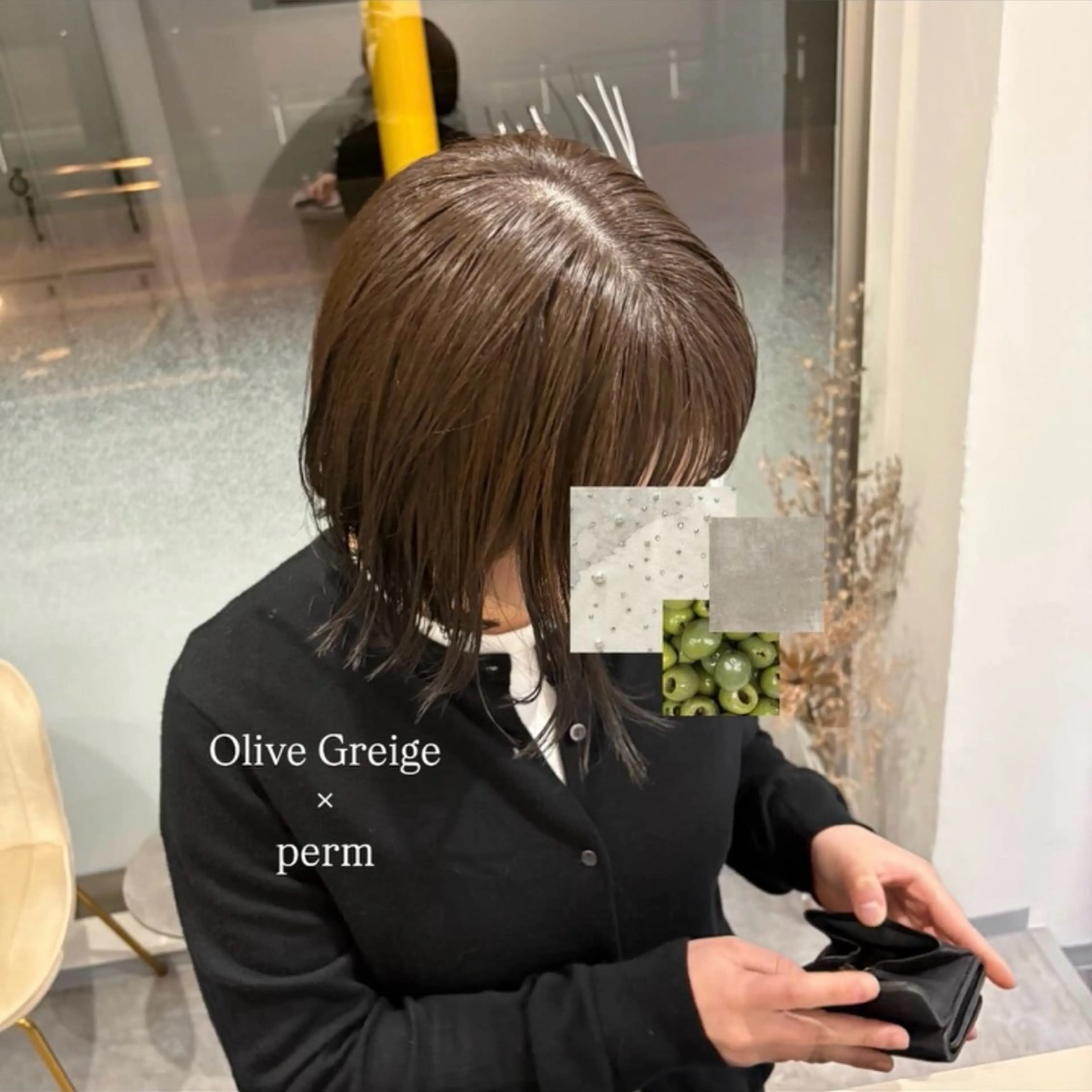 ショート カラー グレージュ オリーブグレージュ オリーブグレー ヘアカラー 谷口 綾架のヘアスタイル