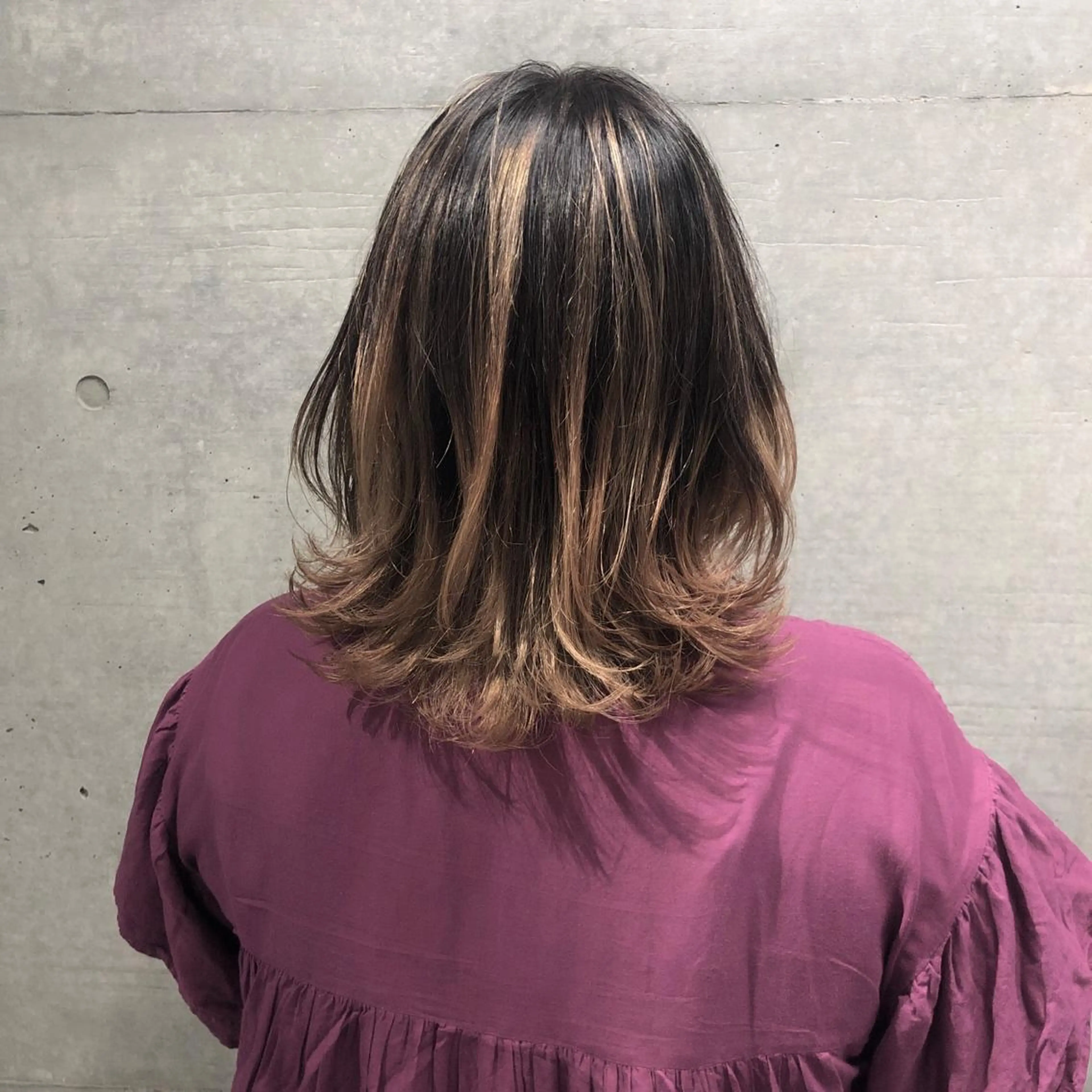 セミロング カラー バレイヤージュ レイヤーカット 卒業式お呼ばれ🕊️ ヘアセット✴︎ミキのヘアスタイル